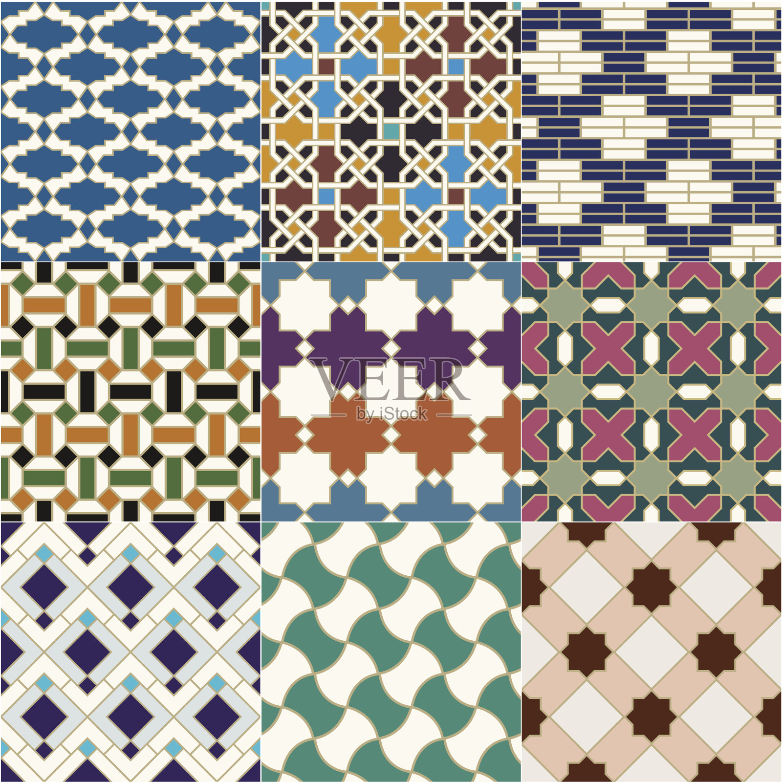 无缝伊斯兰几何图案插画图片素材