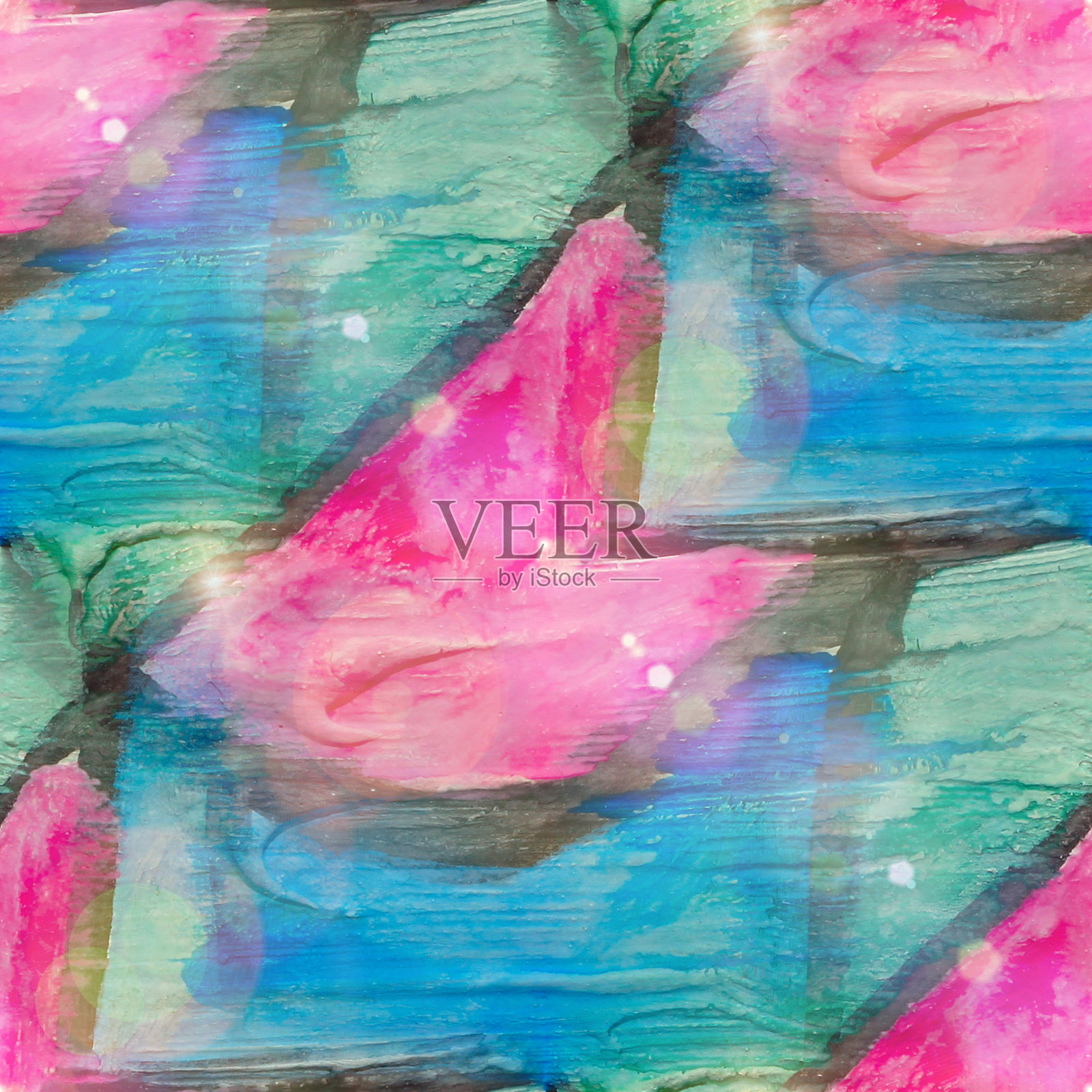 太阳眩光grunge蓝色绿色红色纹理,水彩无缝bac插画图片素材