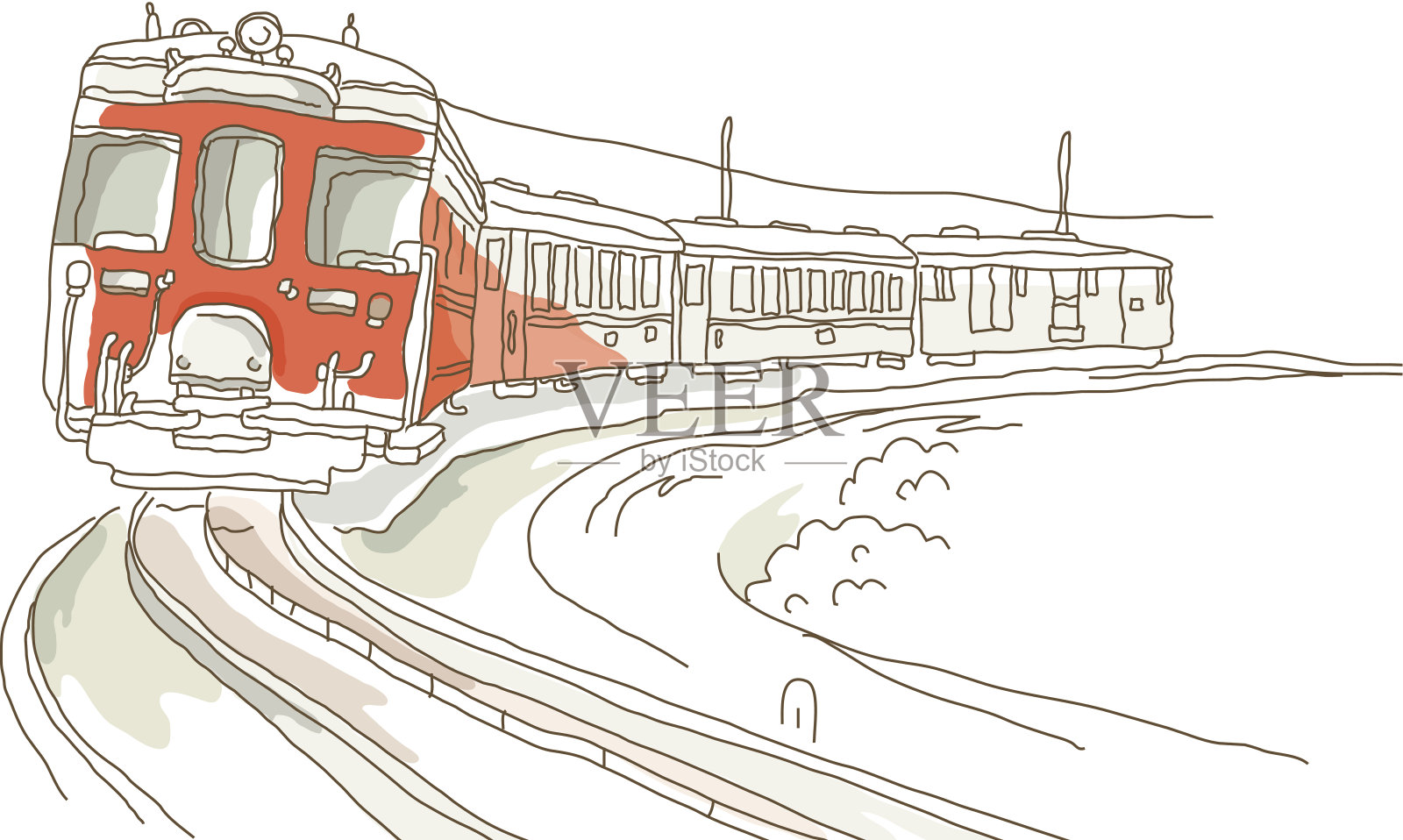 图标的火车插画图片素材