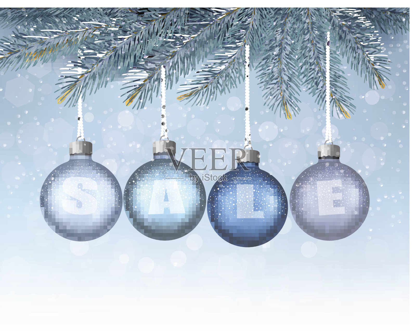 圣诞背景球和树枝。插画图片素材