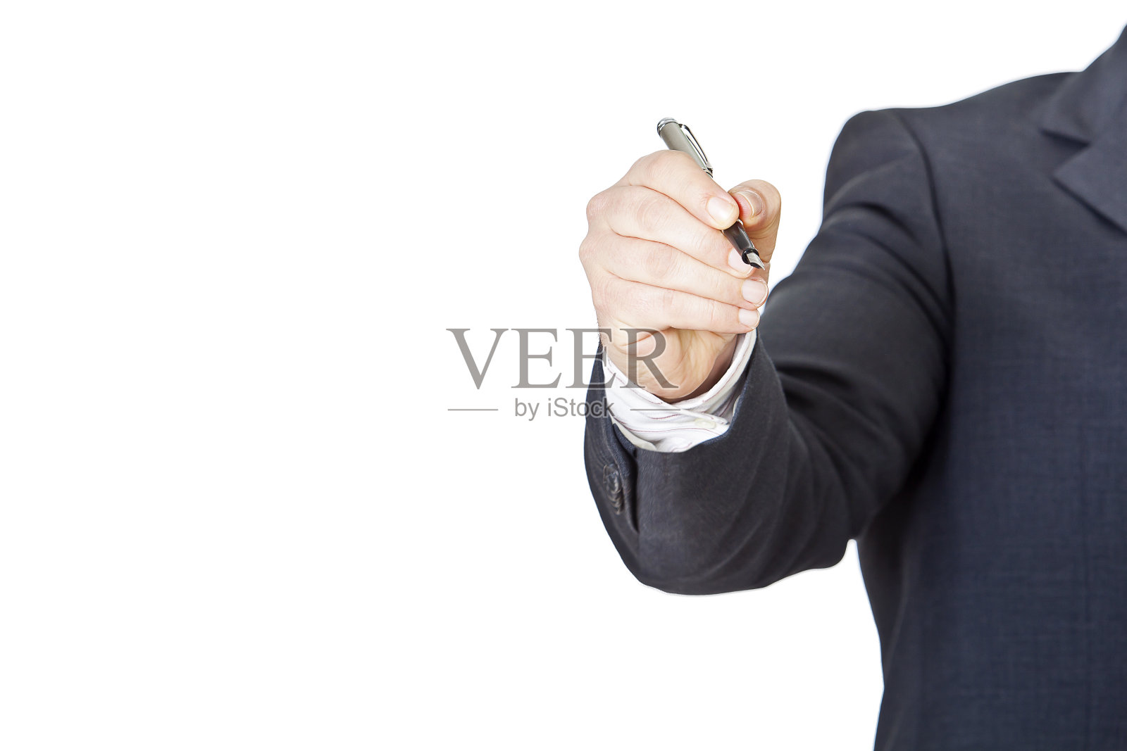 拿着钢笔的商人照片摄影图片