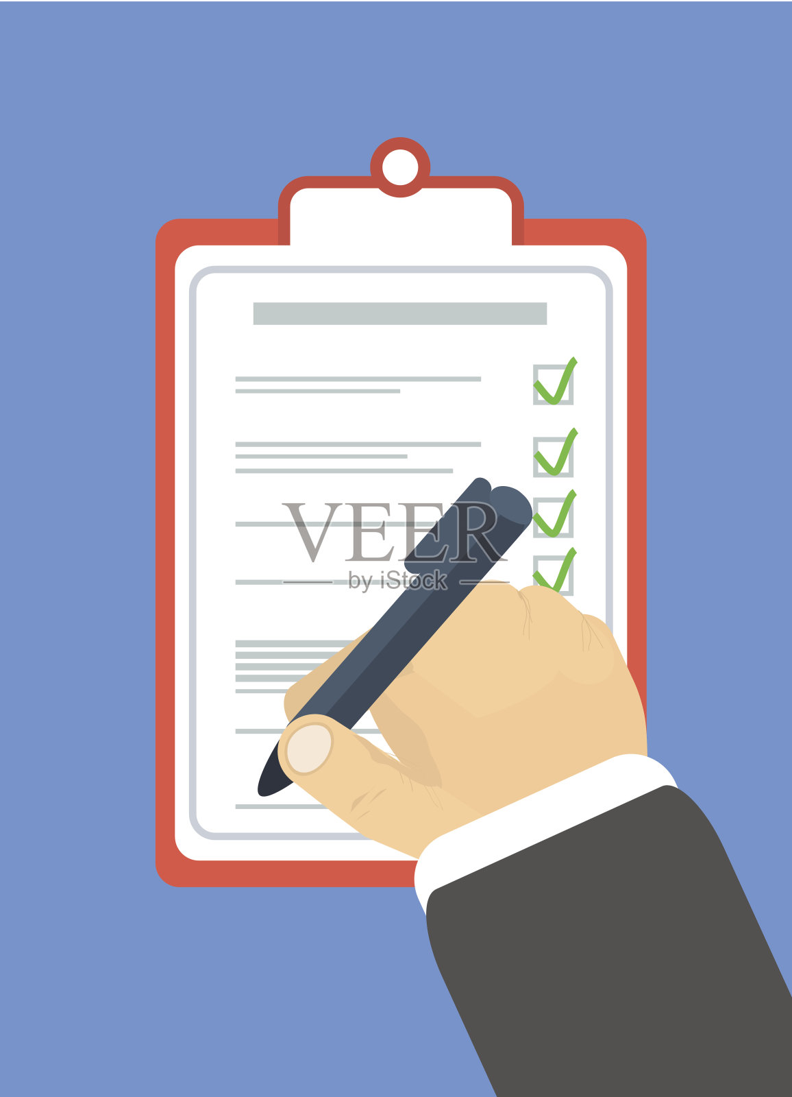 平面设计交付签字和双手插画图片素材