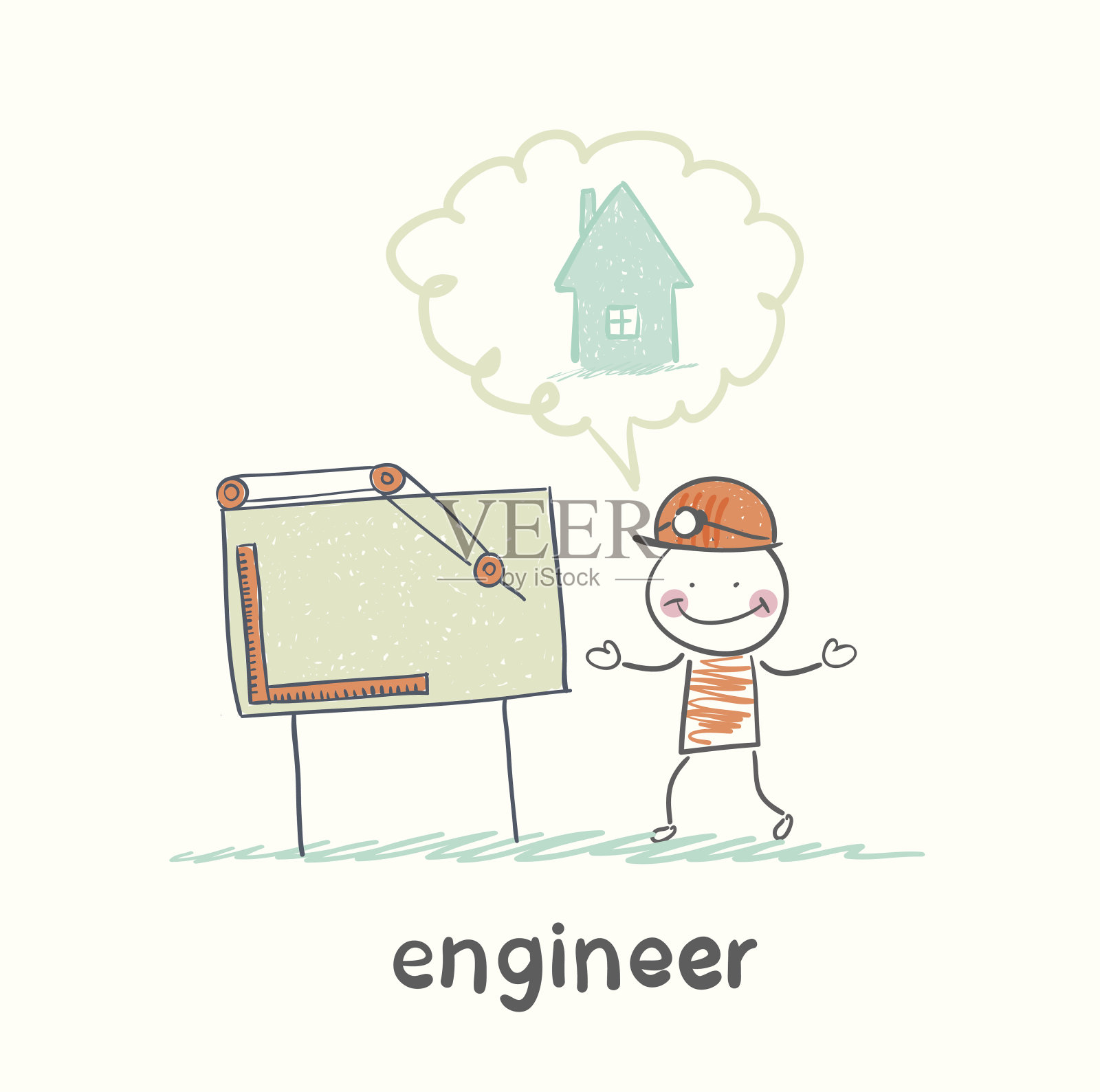 工程师在看图纸插画图片素材