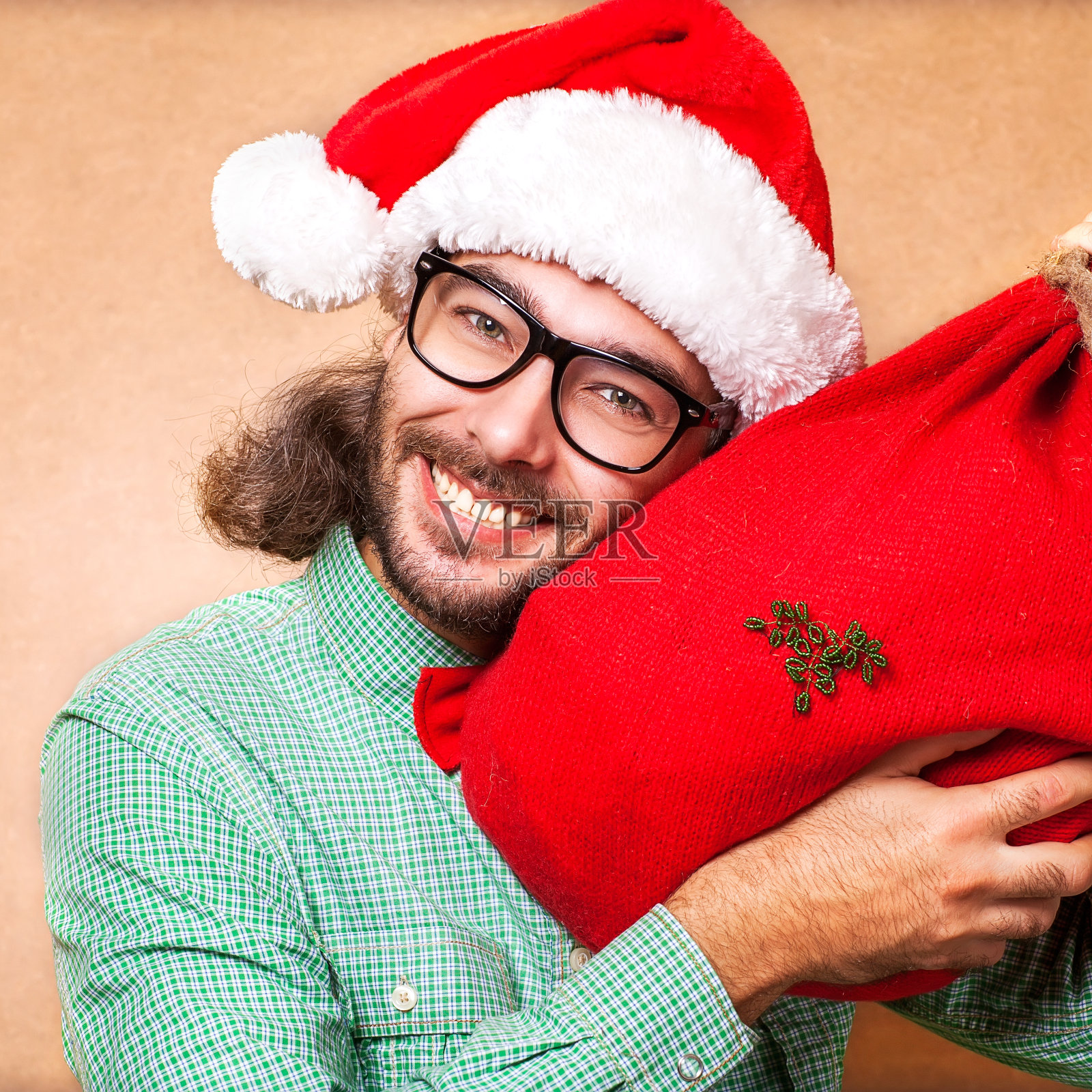 圣诞老人的照片。潮人的风格。照片摄影图片