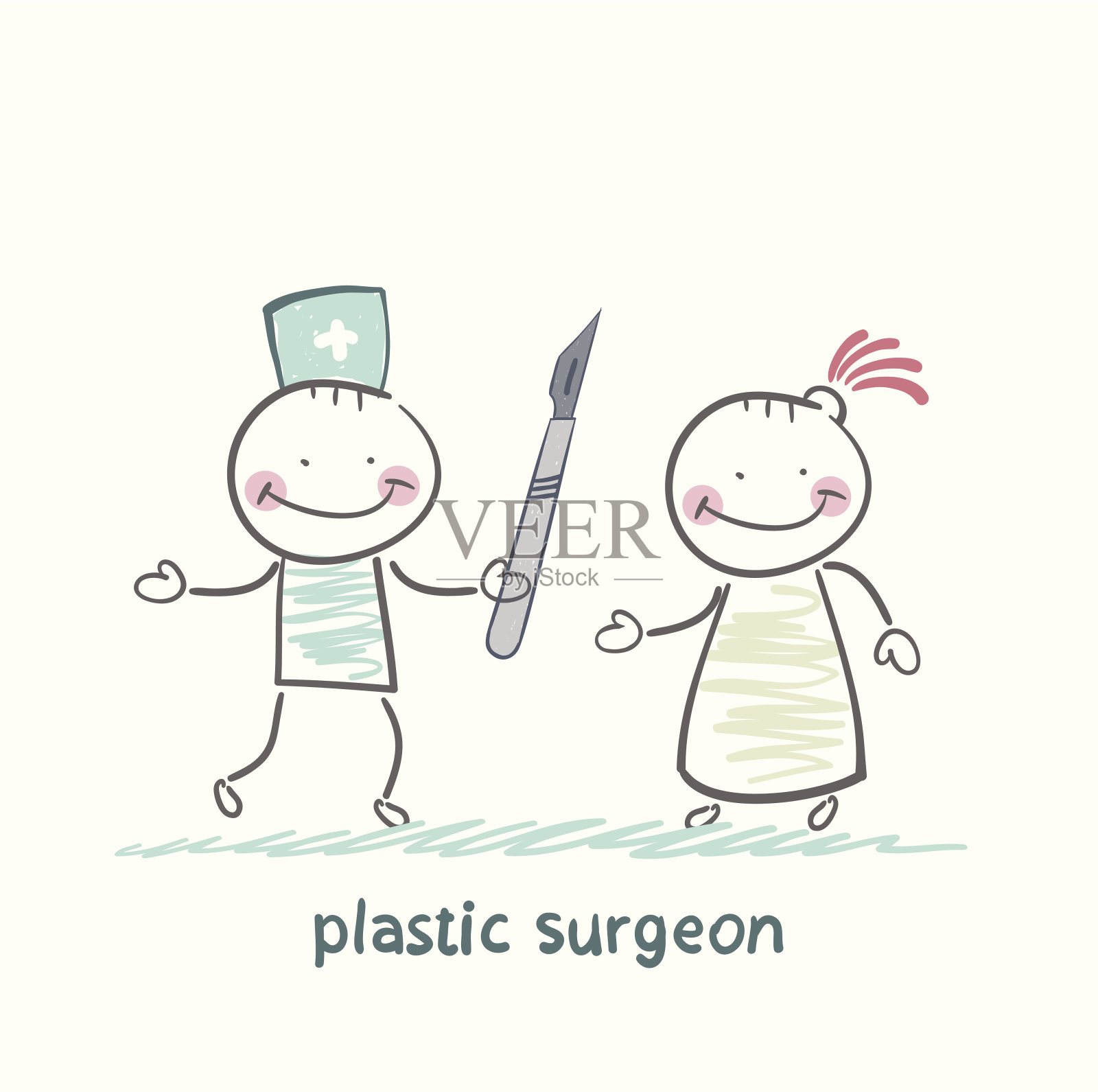整形外科医生用手术刀插画图片素材