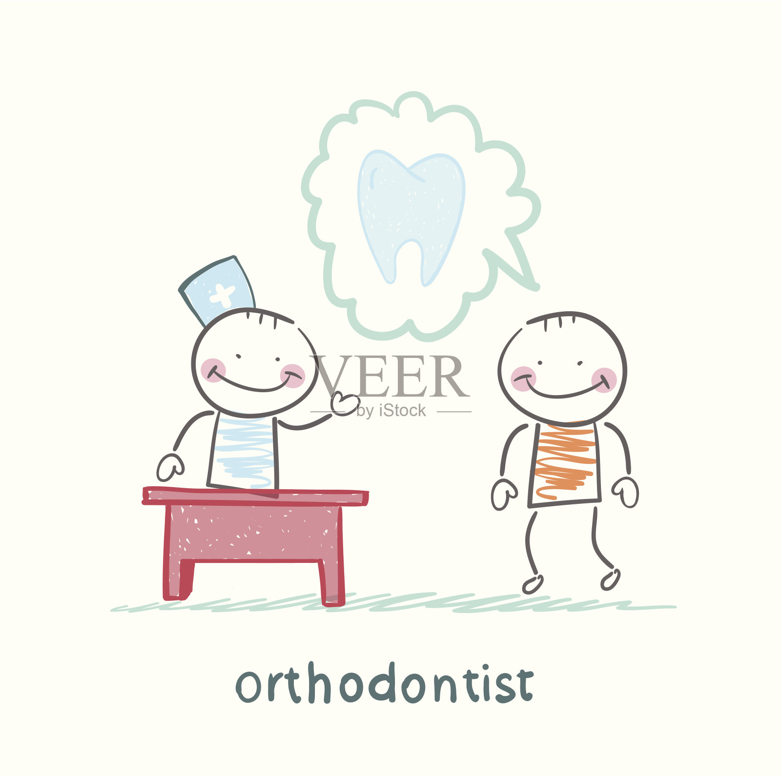 牙齿矫正医生对病人说关于牙齿的事插画图片素材