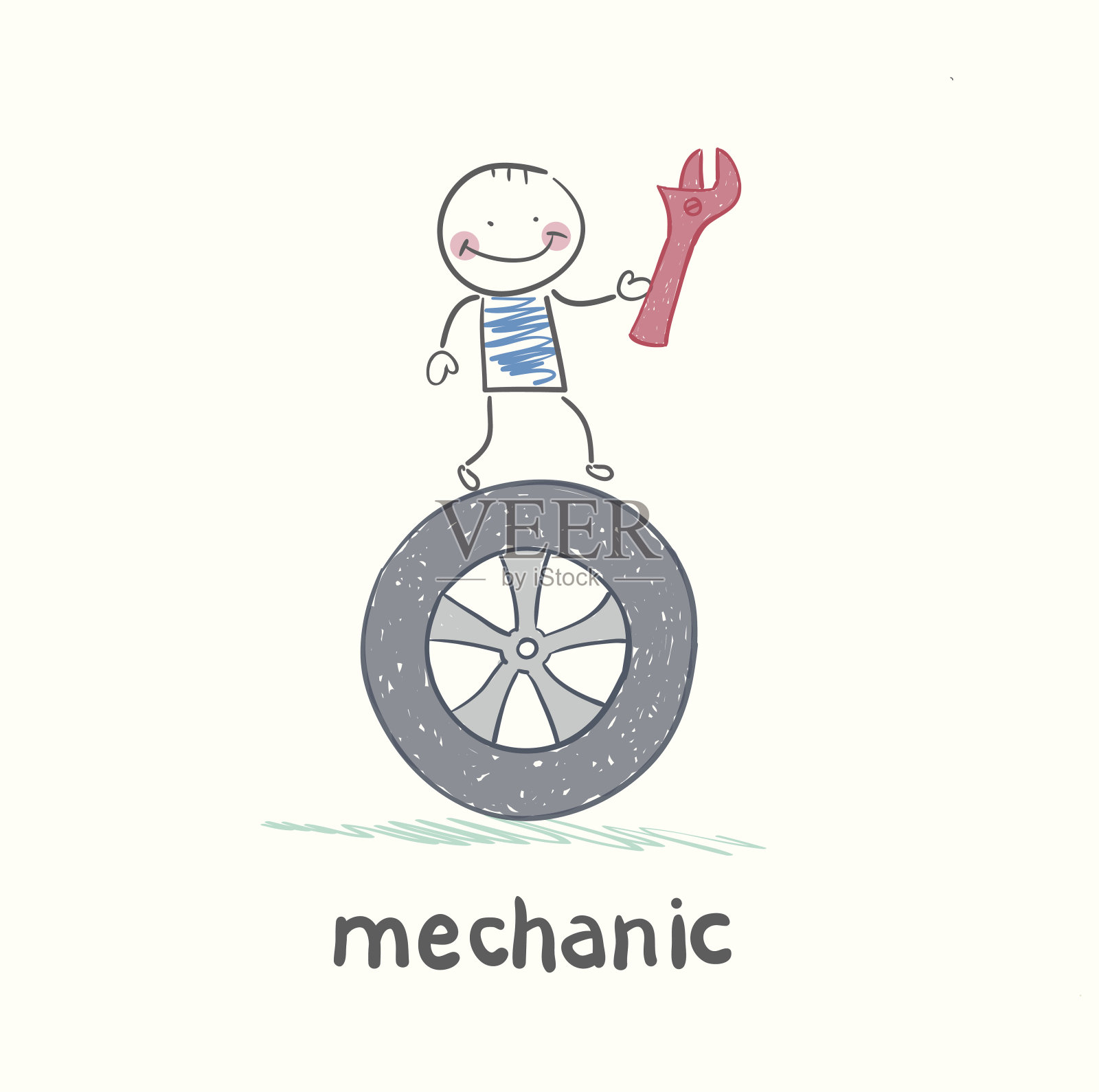 技工掌握着关键插画图片素材