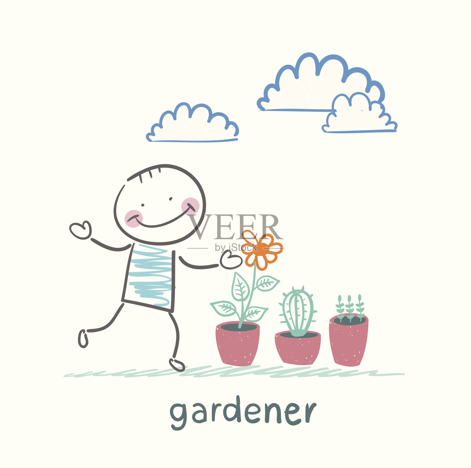 园丁在寻找植物插画图片素材