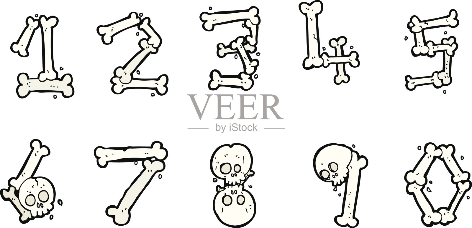 卡通骨数字插画图片素材