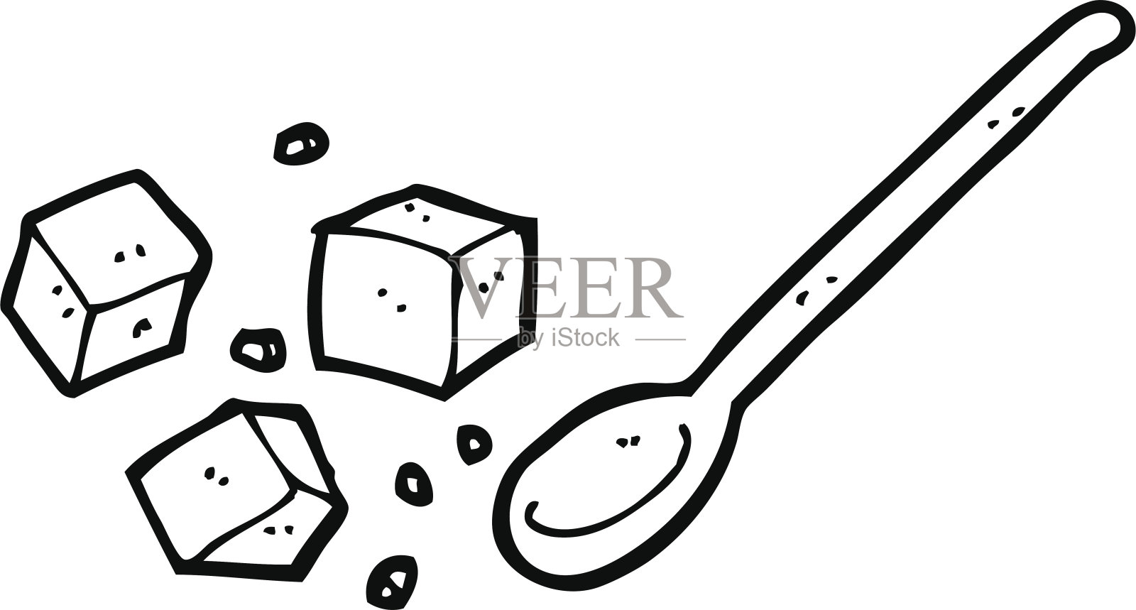 卡通糖块和勺子插画图片素材