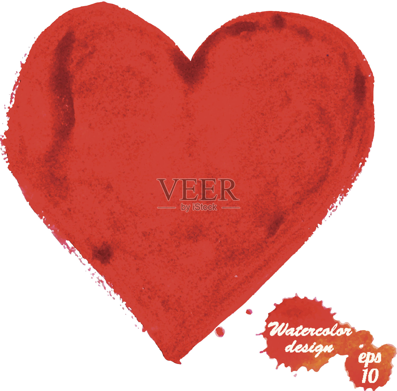 水彩心孤立在白色背景。插画图片素材