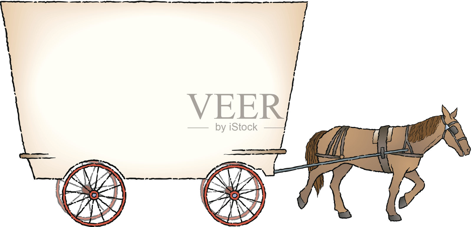 Horse Wagon Mortice马车榫头插画图片素材