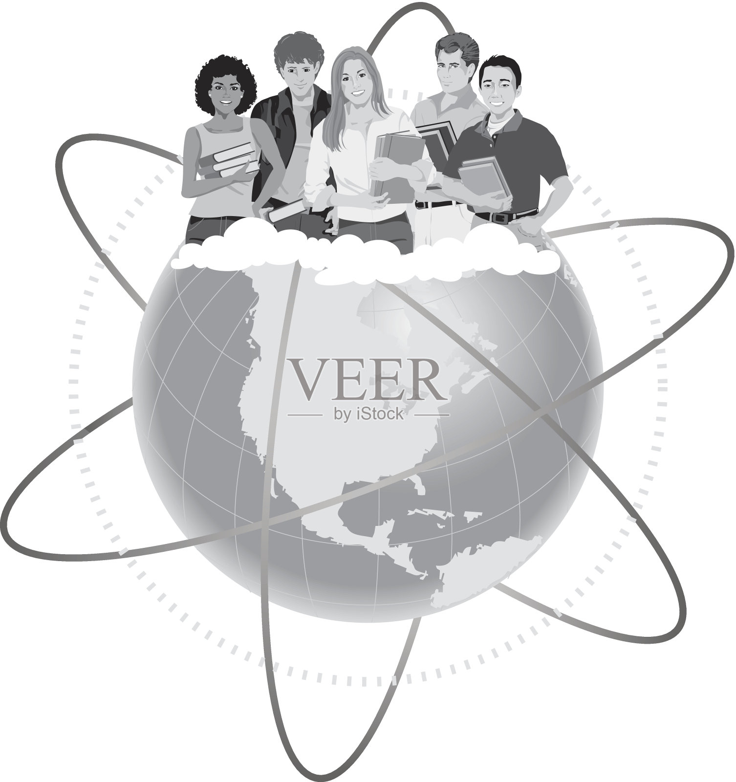 全球的学生插画图片素材