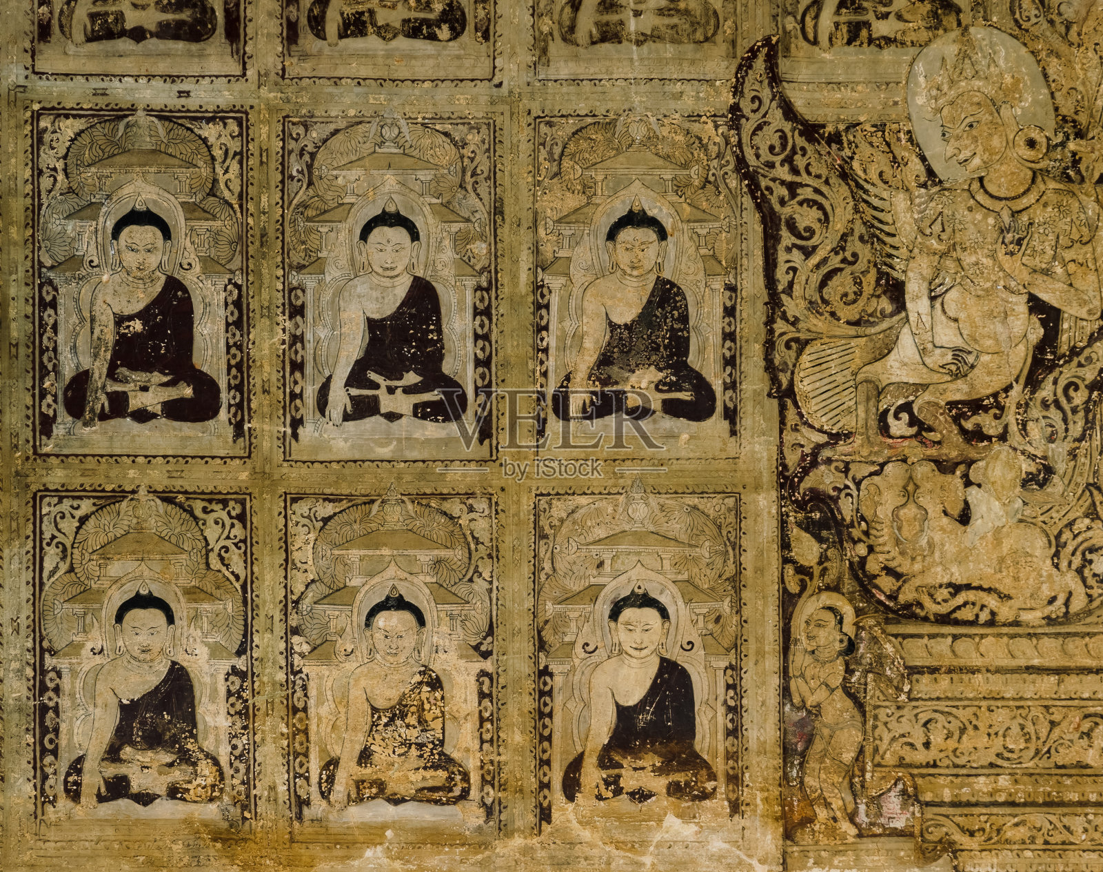 缅甸蒲甘的壁画照片摄影图片