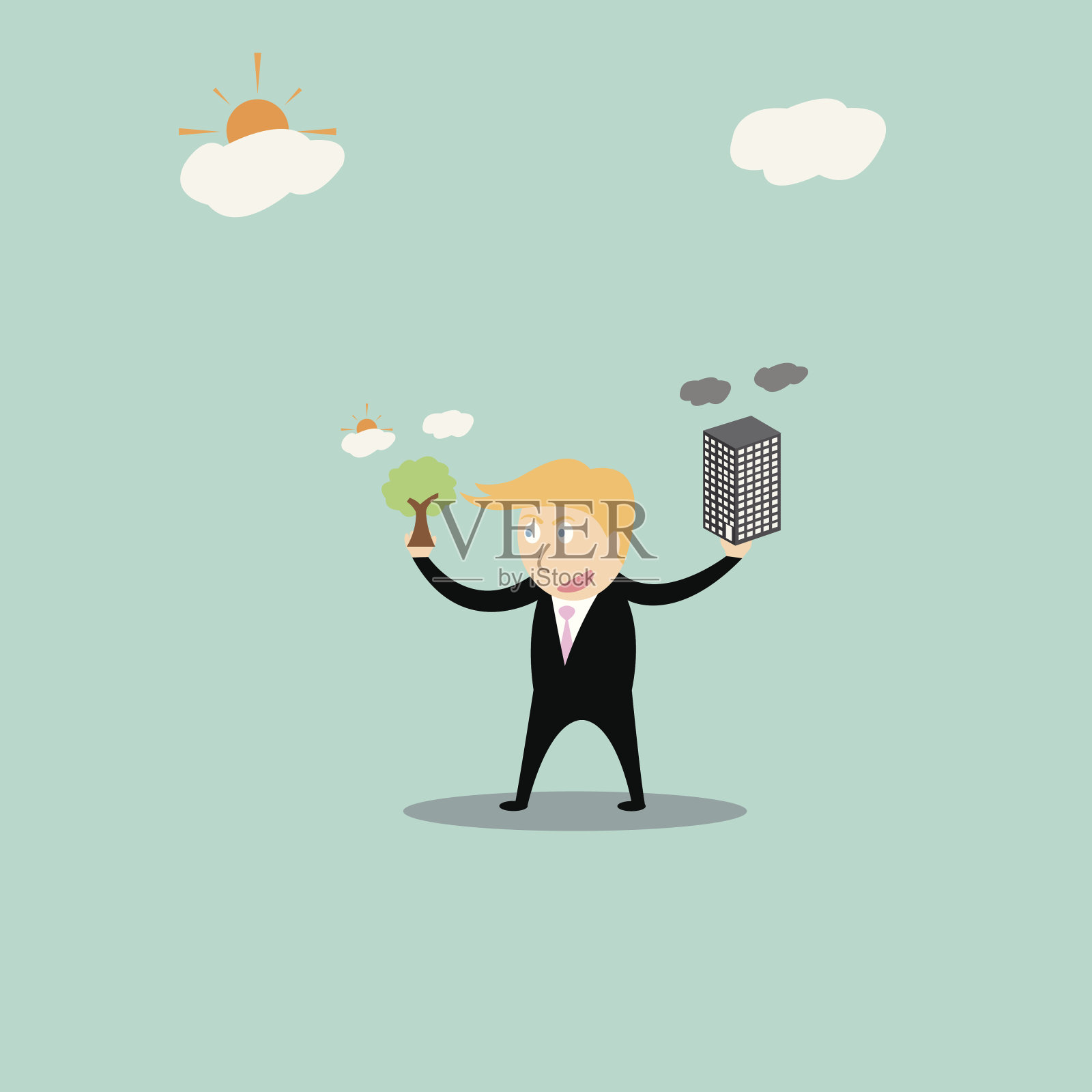 商人使用绿色能源插画图片素材