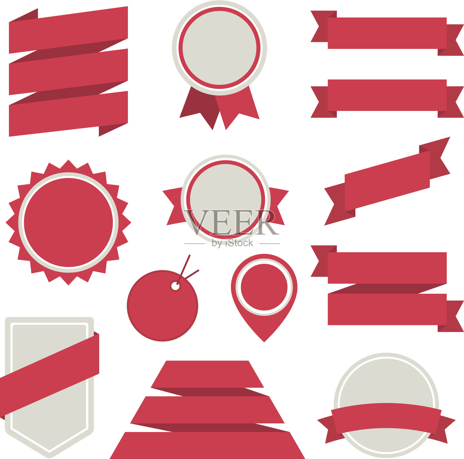 矢量贴纸和徽章3。平的风格。插画图片素材