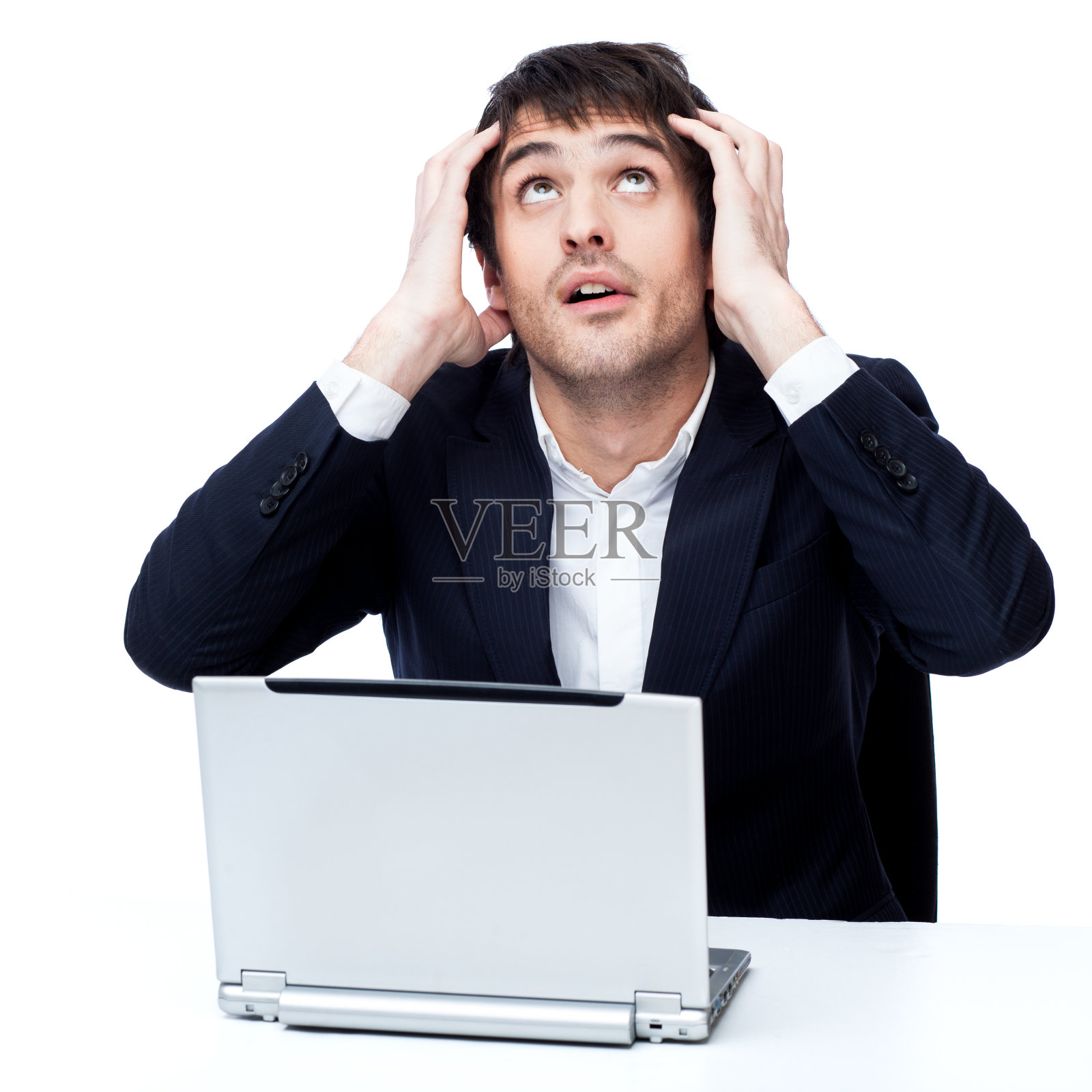 疲惫的商人在工作照片摄影图片