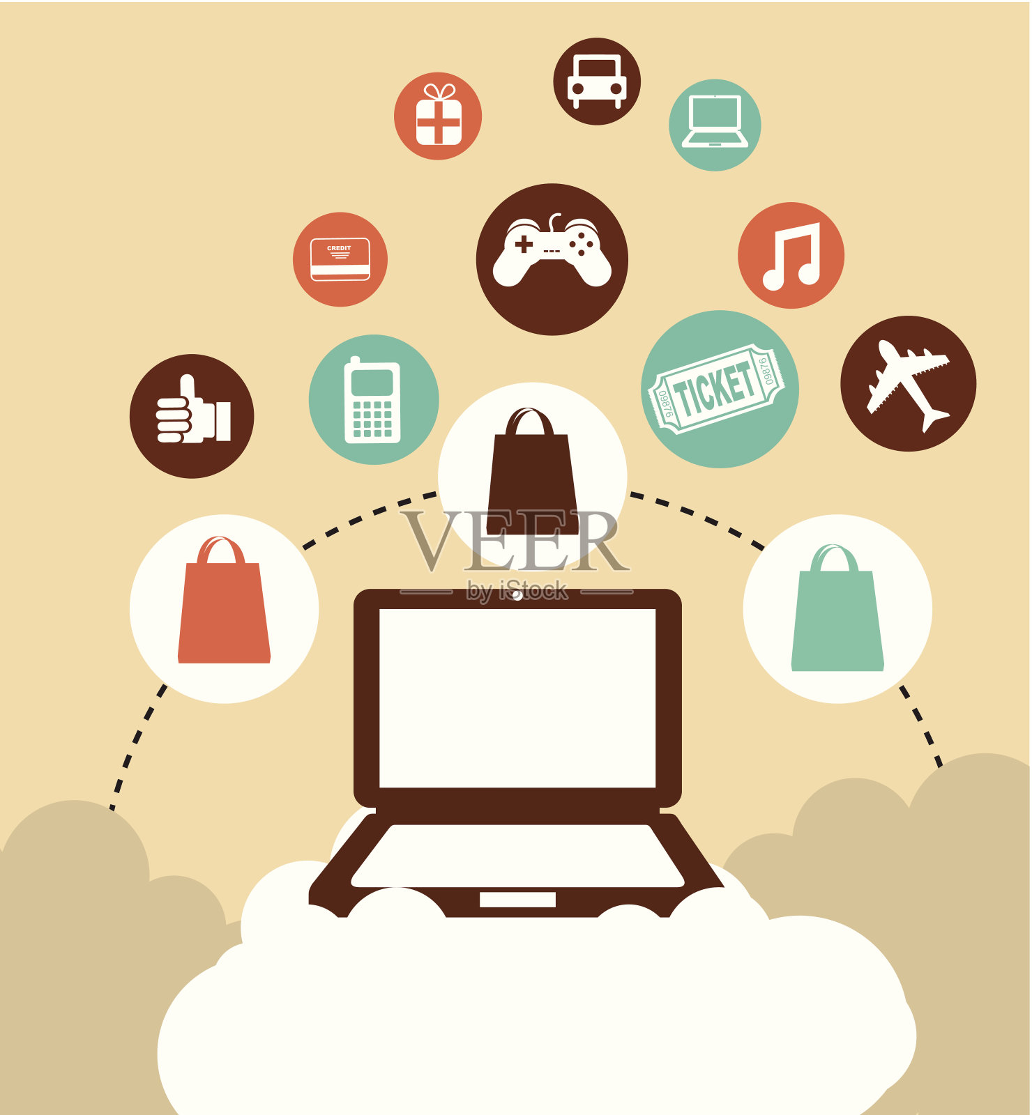 在线商业图标-矢量插图插画图片素材