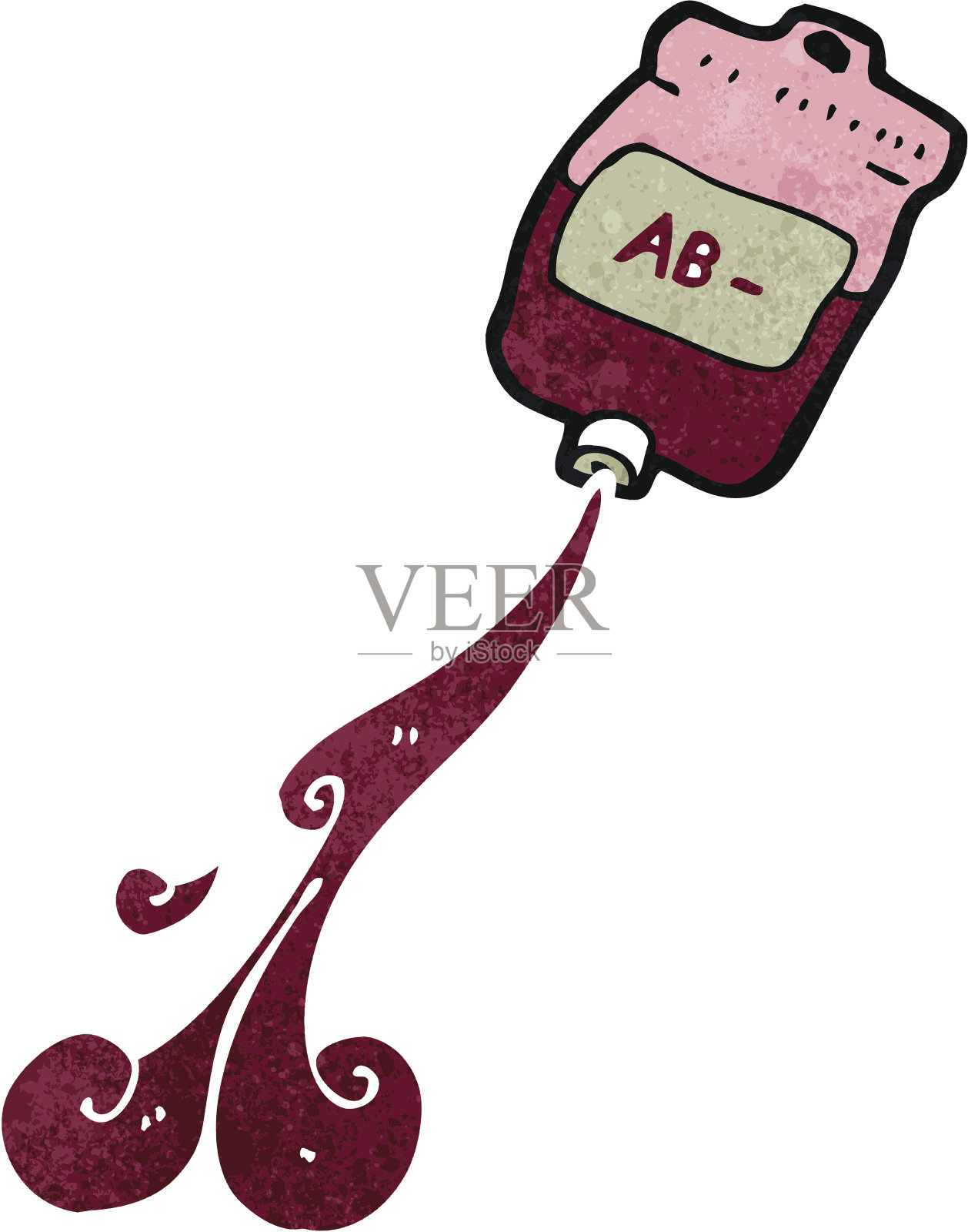 复古卡通血袋插画图片素材