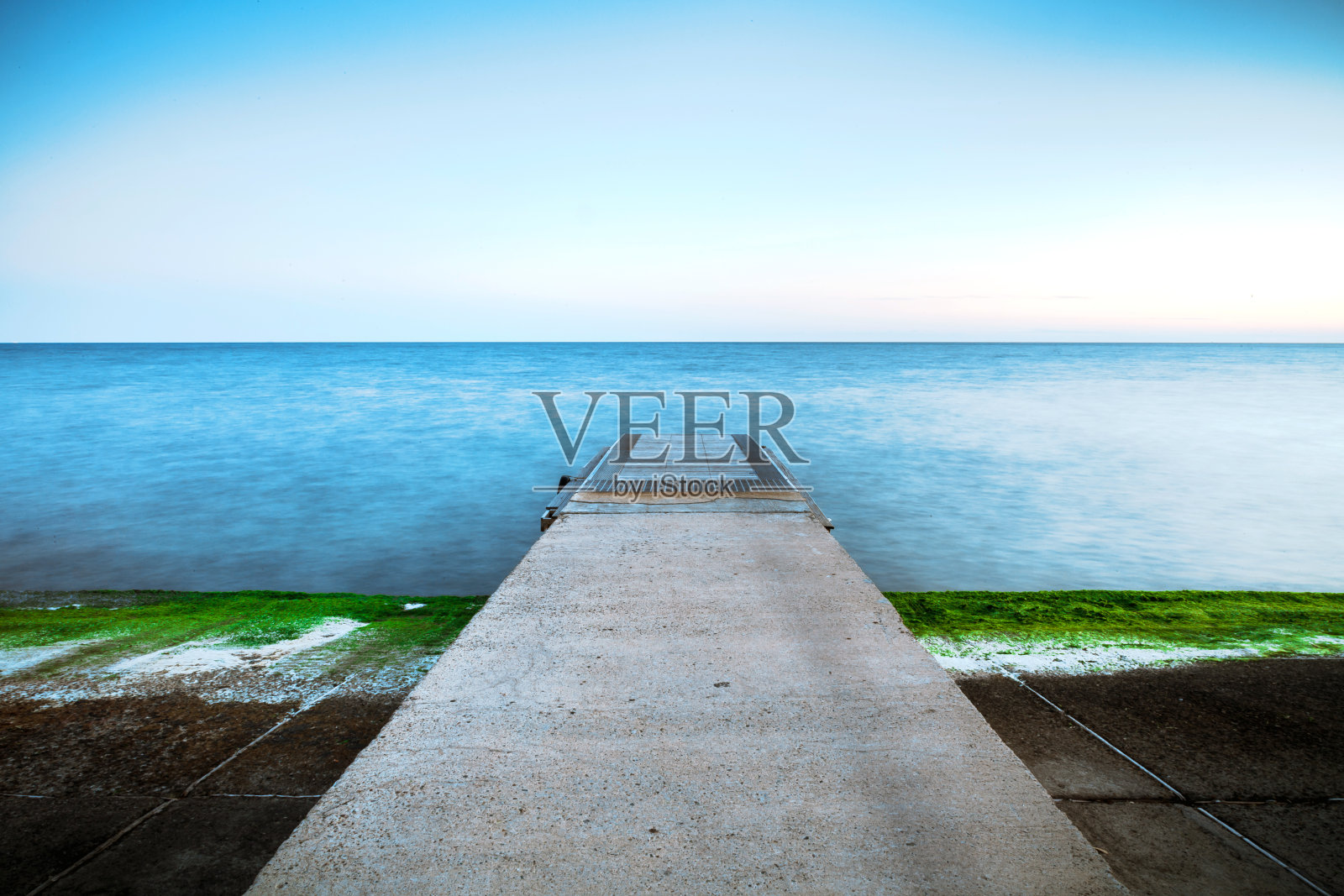 木板路和藻类照片摄影图片