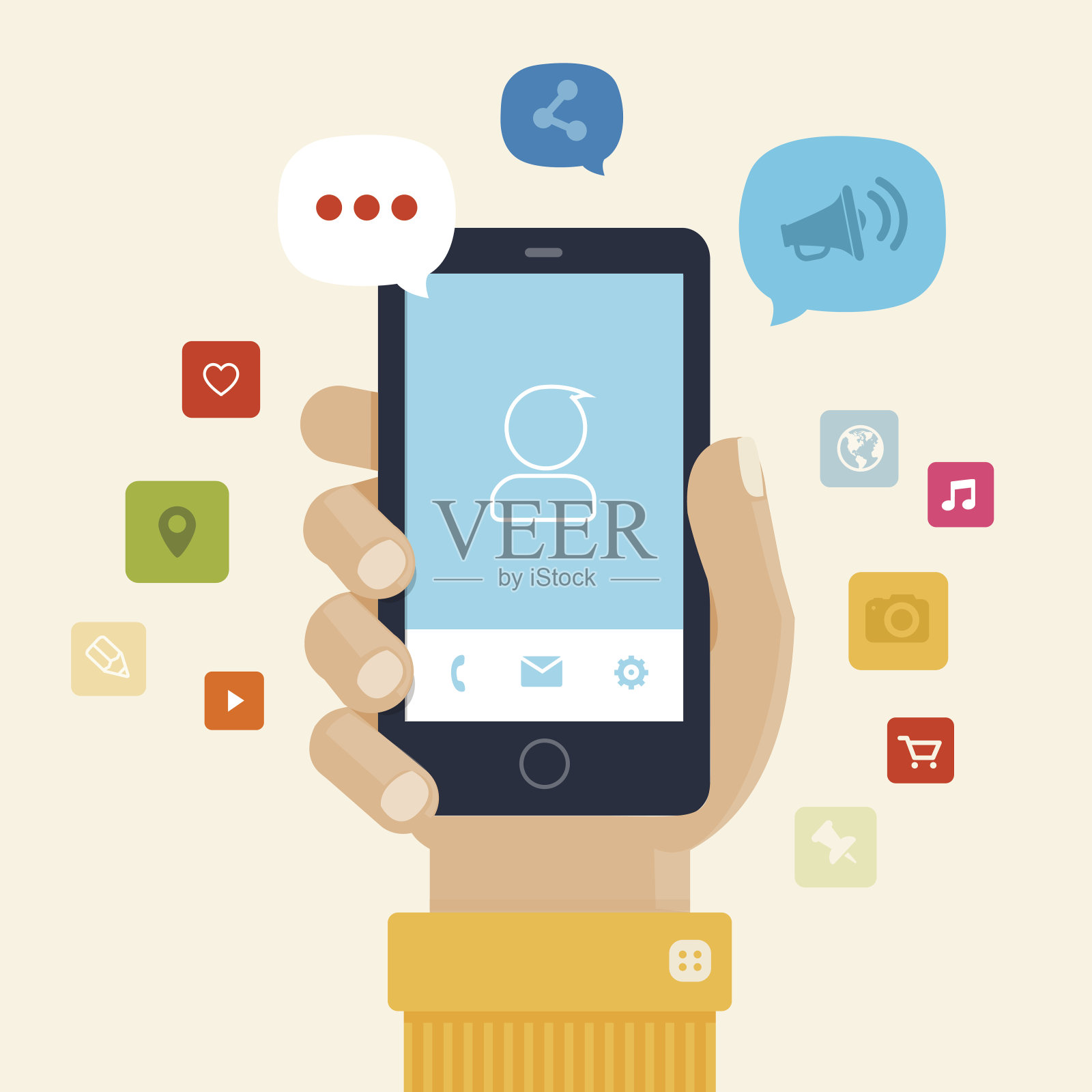 智能手机应用程序平面图标设计图标素材