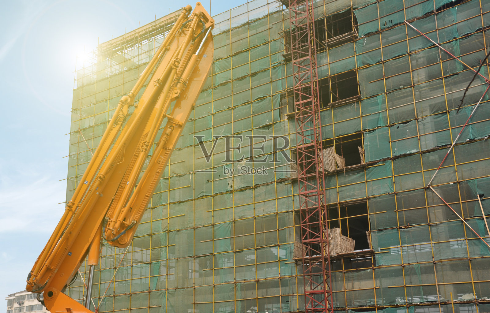 泵车在工作照片摄影图片