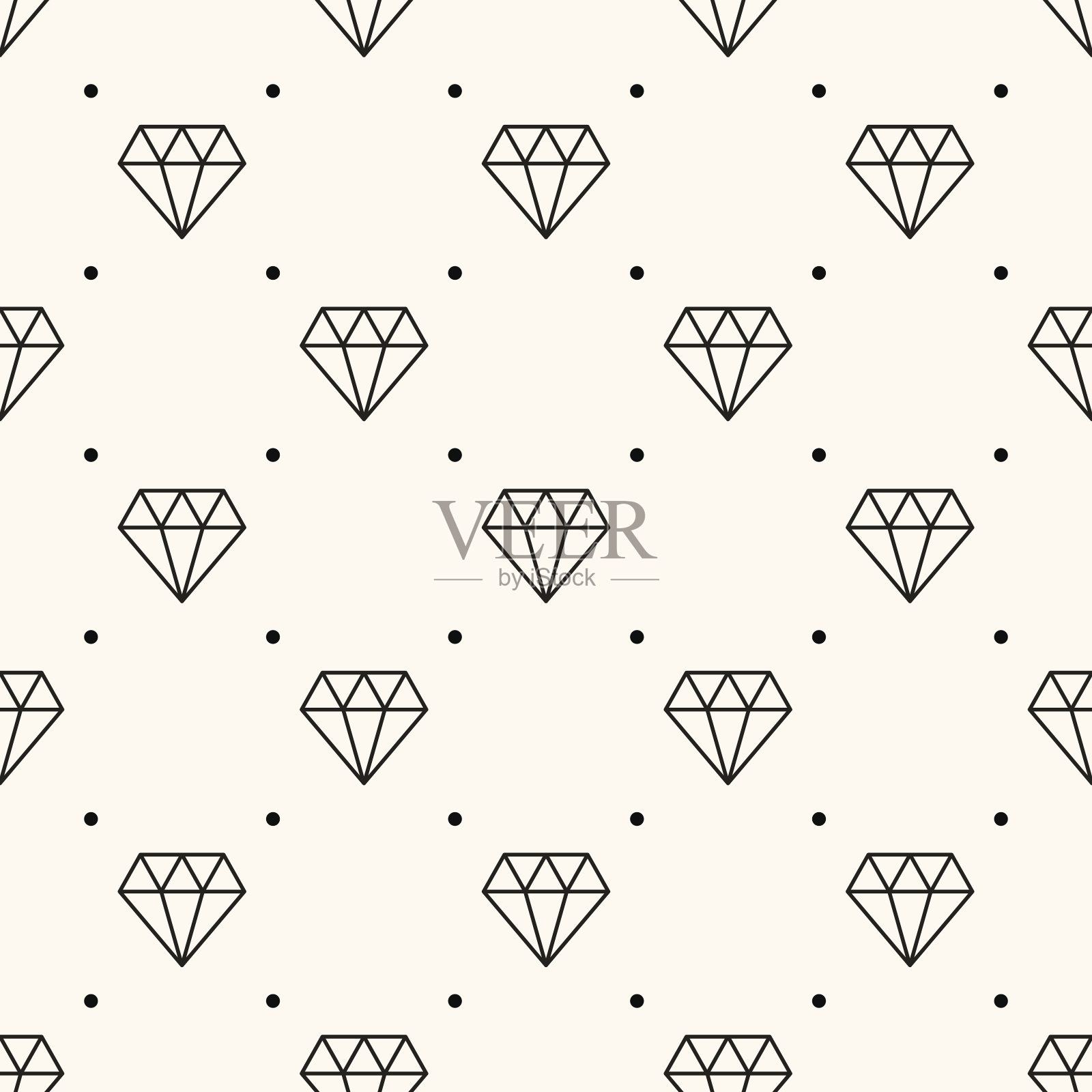 矢量无缝复古模式,与钻石。插画图片素材