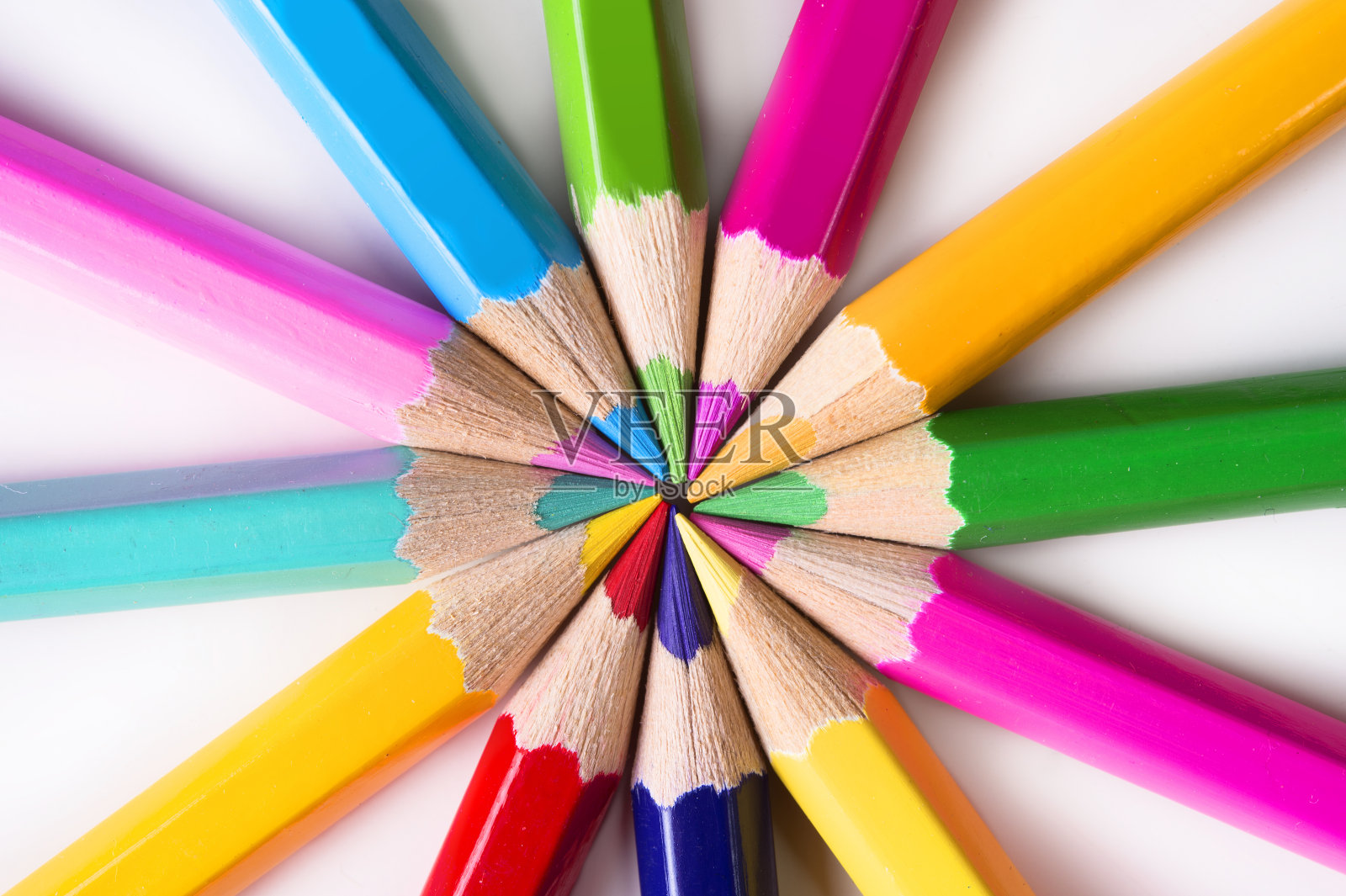 一套多色铅笔与复制空间照片摄影图片