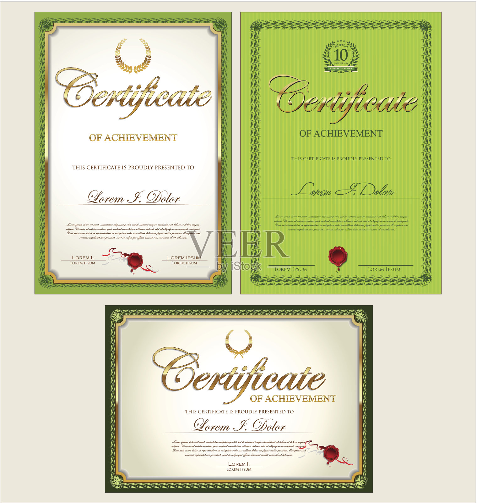 绿色证书模板插画图片素材