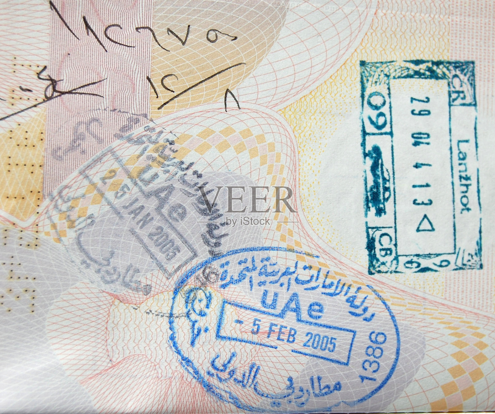 阿联酋和捷克的护照印章照片摄影图片