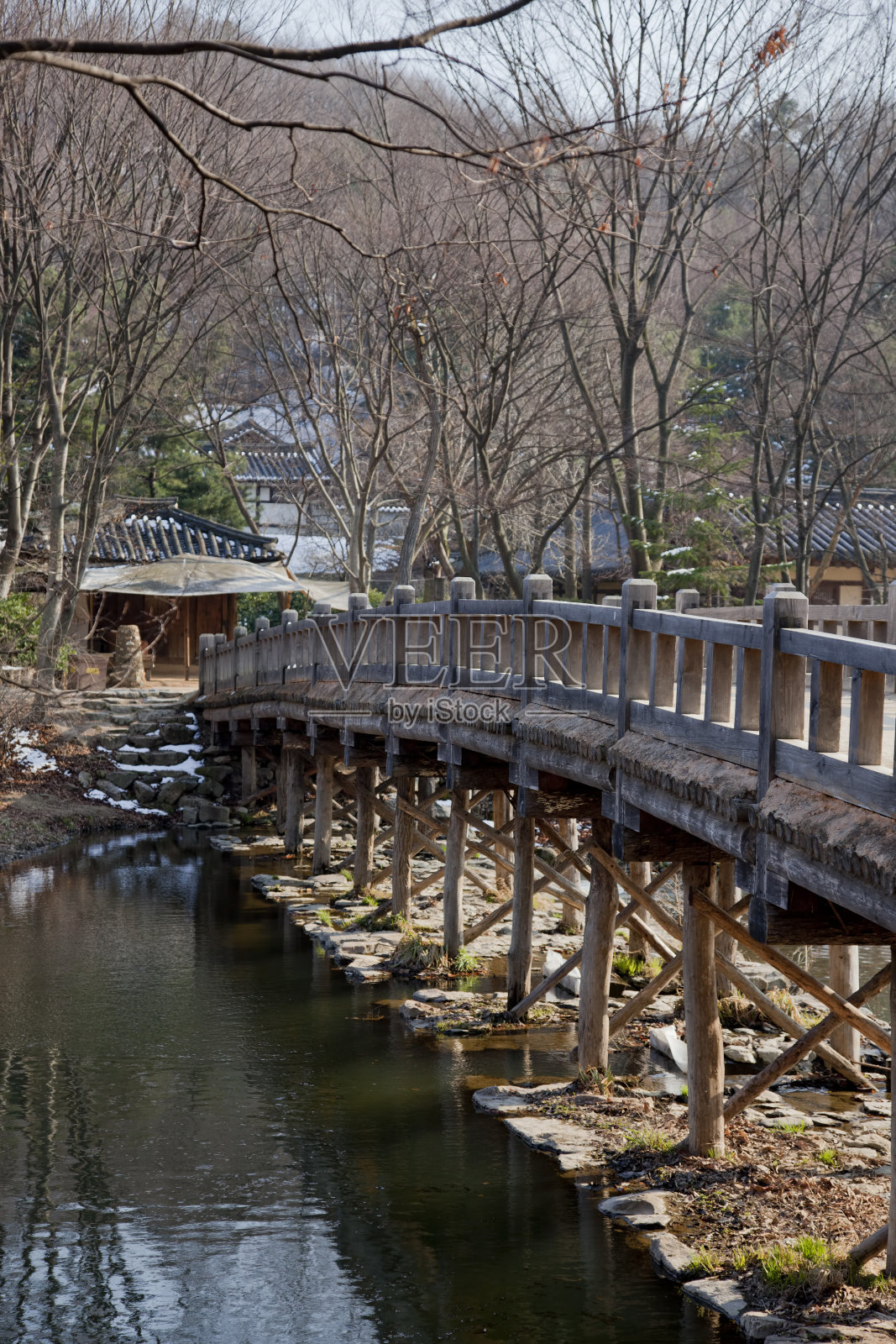 传统韩国乡村桥照片摄影图片