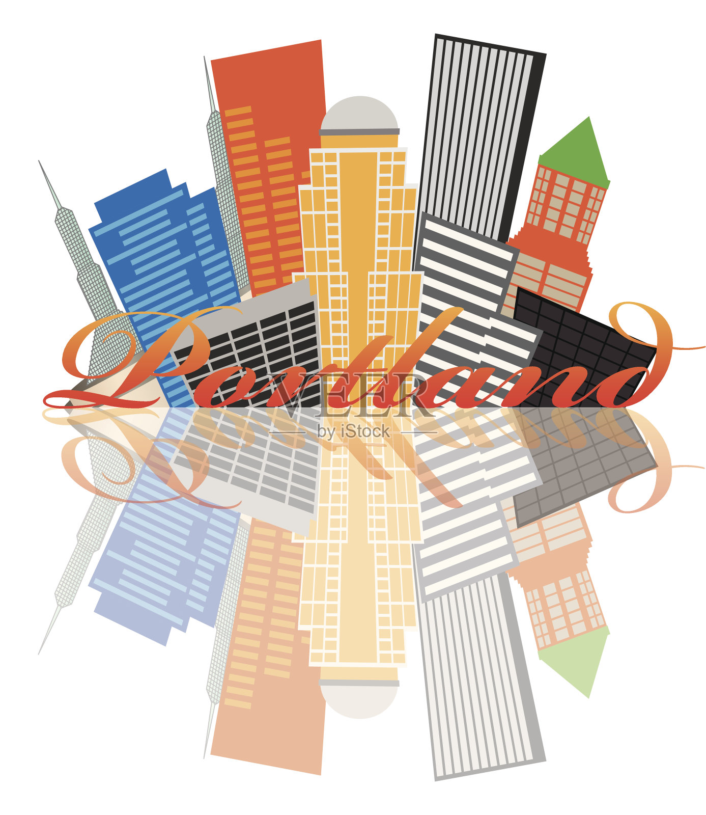 俄勒冈州波特兰抽象天际矢量图插画图片素材