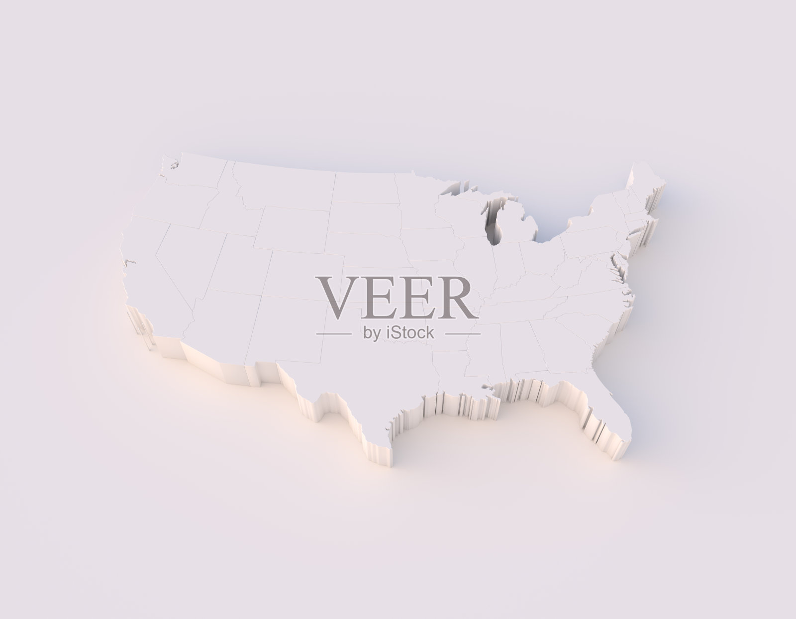 美国地图3D与状态和剪辑路径照片摄影图片