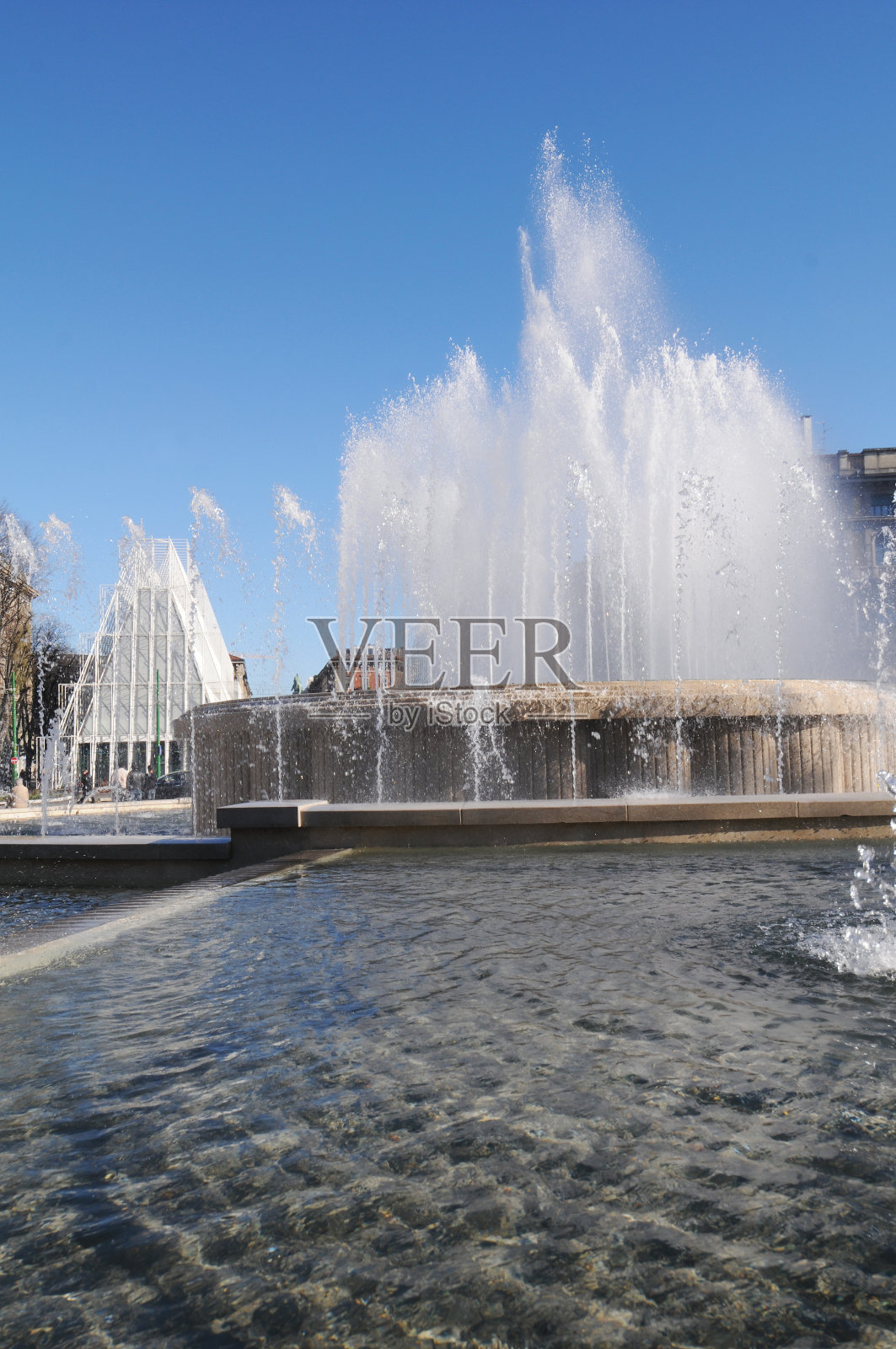 美丽的Sforzesco城堡喷泉,米兰,意大利照片摄影图片