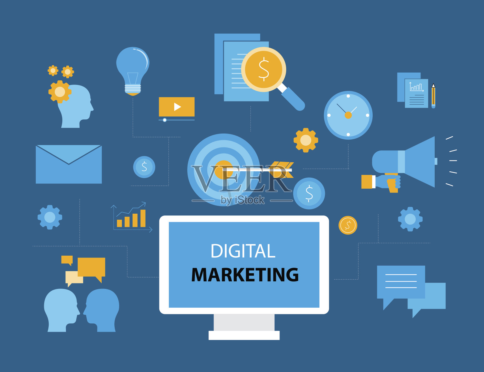 企业数字化营销理念插画图片素材