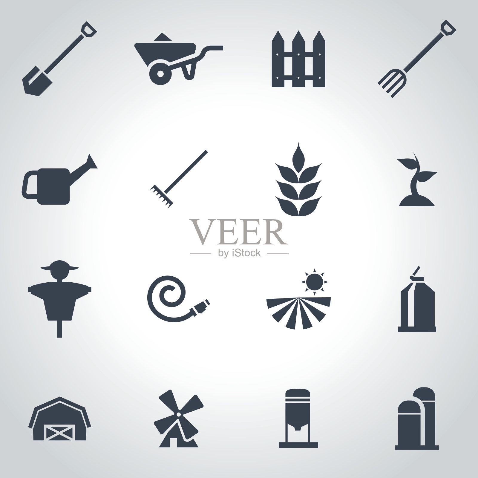 向量黑色农业图标设置图标素材