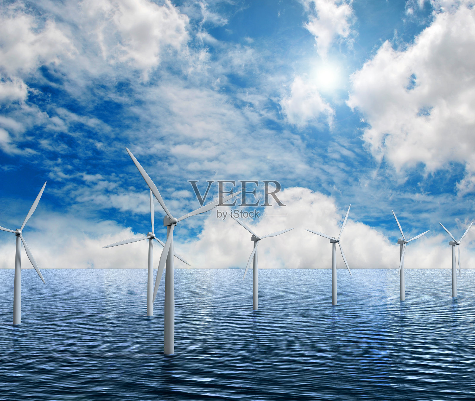 风力与白云在水上照片摄影图片