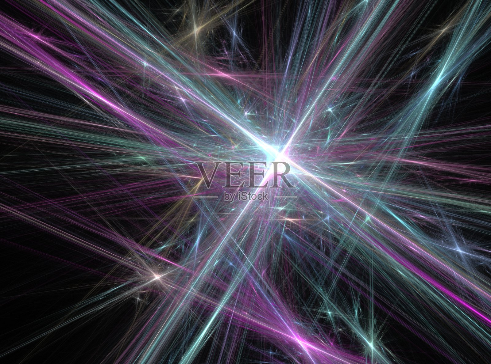 绿色和紫色抽象线条分形效果光背景照片摄影图片