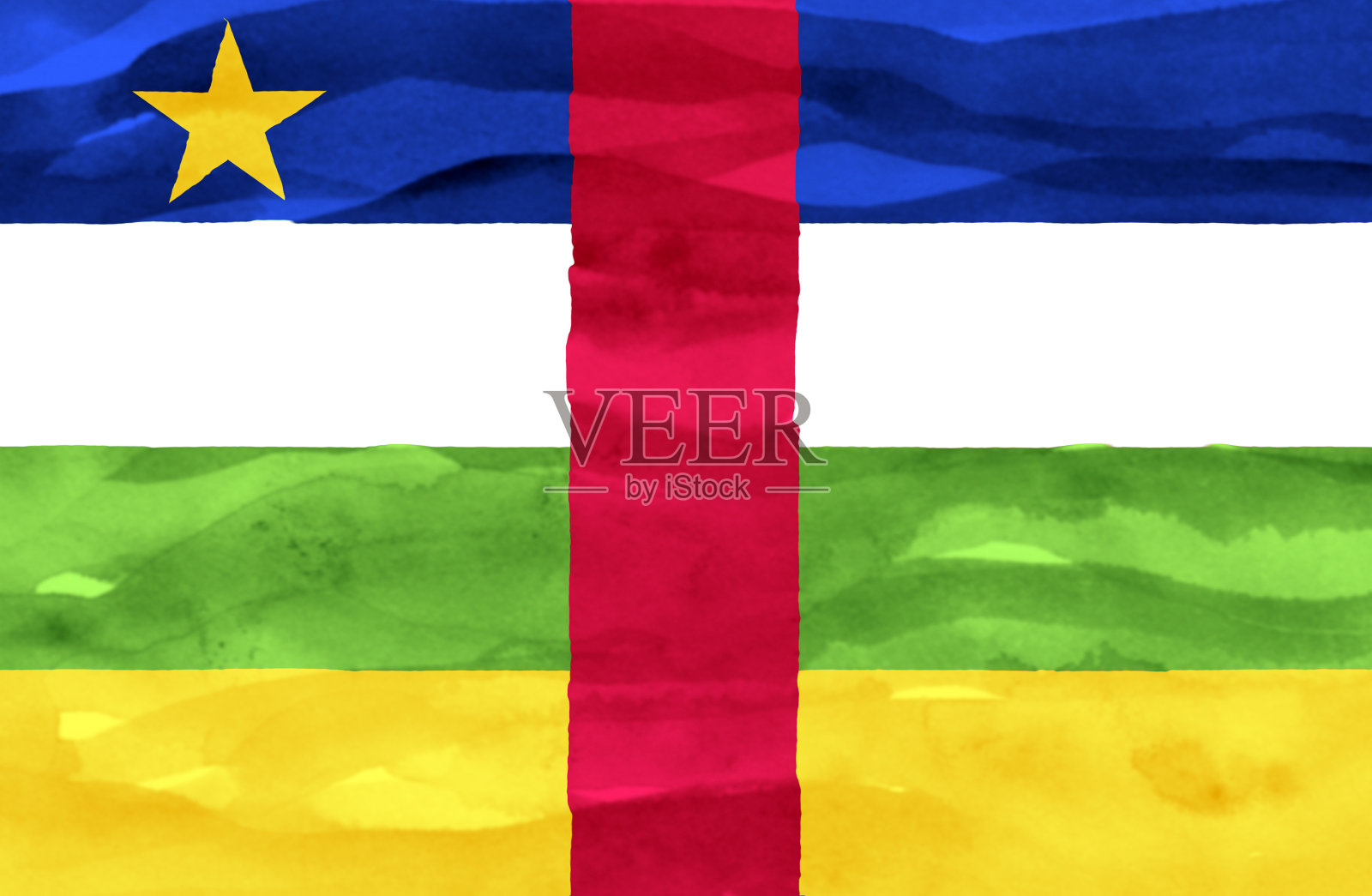 中非共和国彩绘国旗插画图片素材