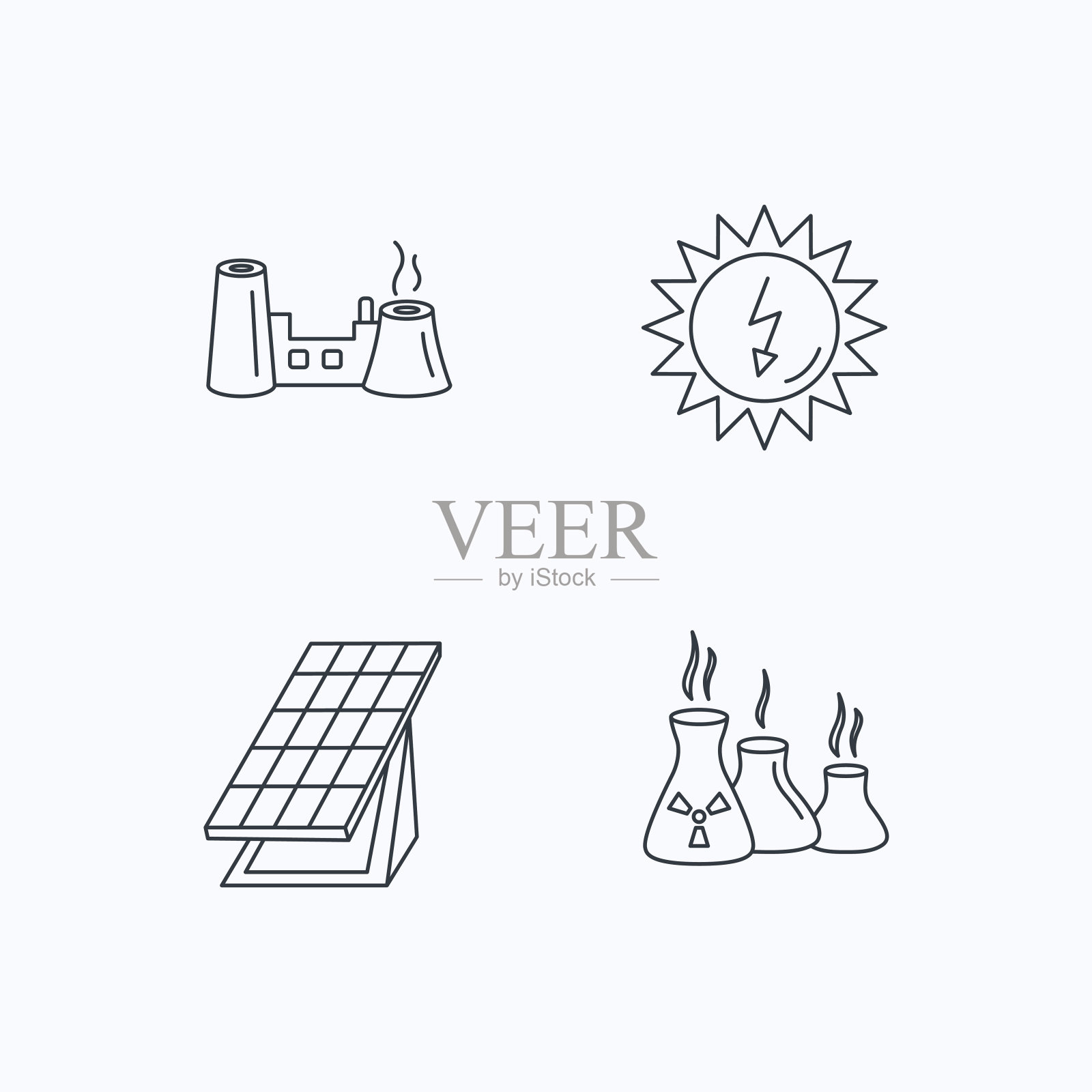 太阳能集热器,工厂和工业。插画图片素材