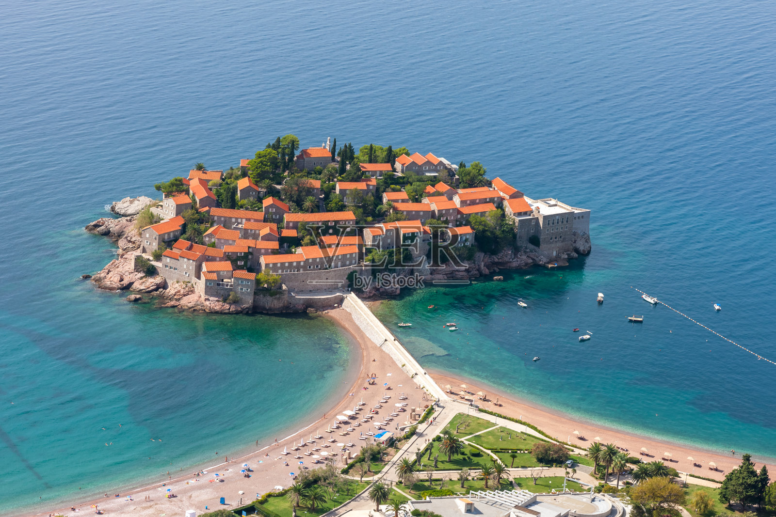 黑山的圣斯蒂芬岛照片摄影图片