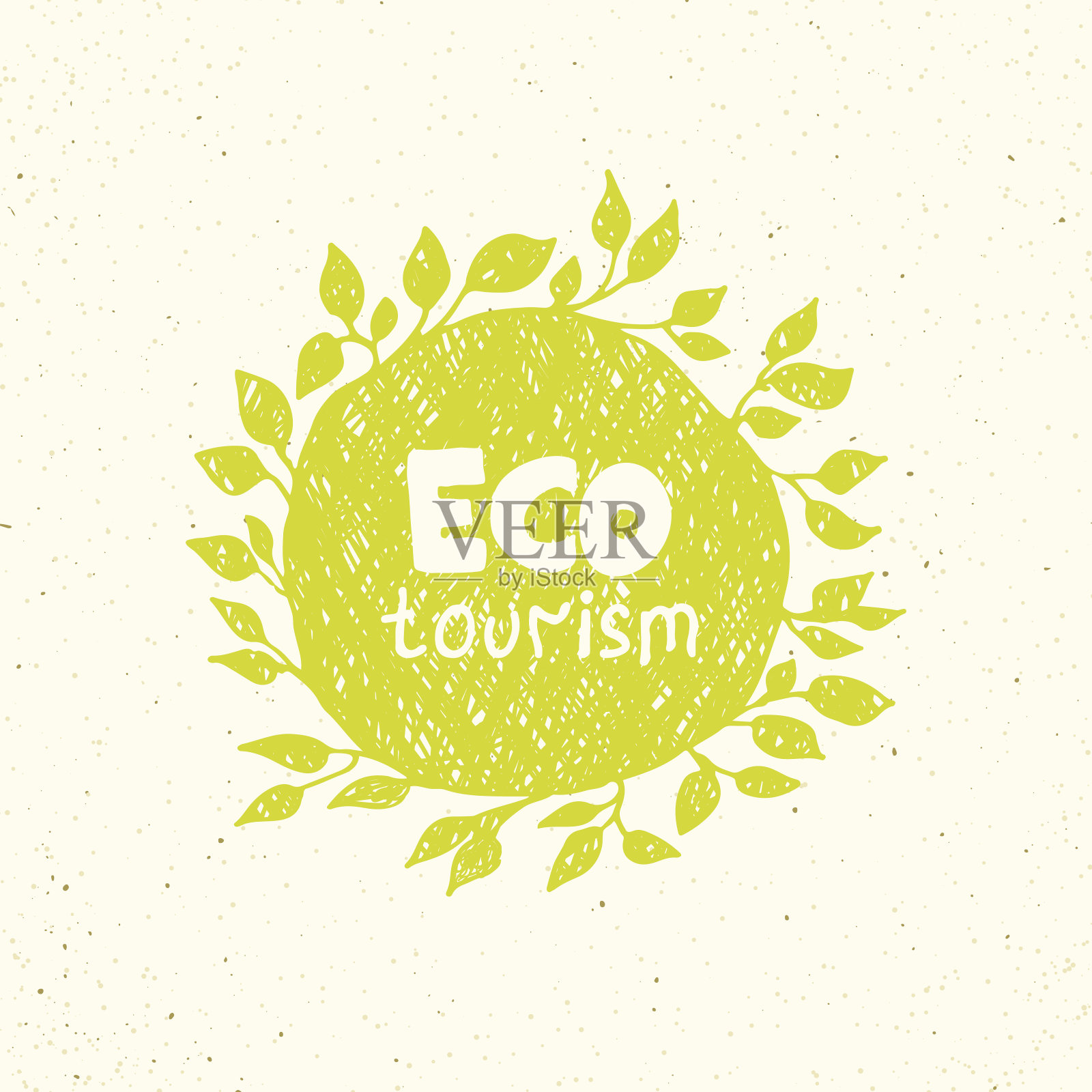 手绘生态旅游标志模板。插画图片素材