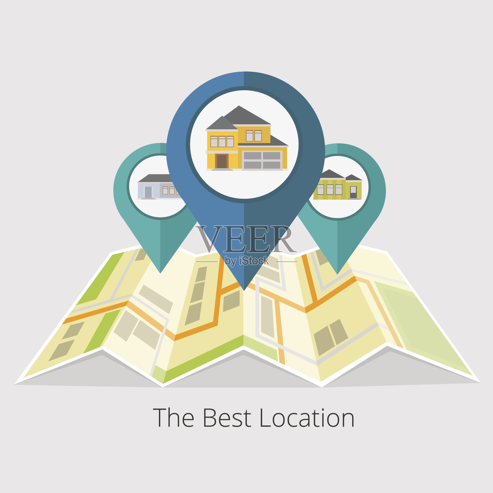 房地产信息图表的说明指向房子。插画图片素材