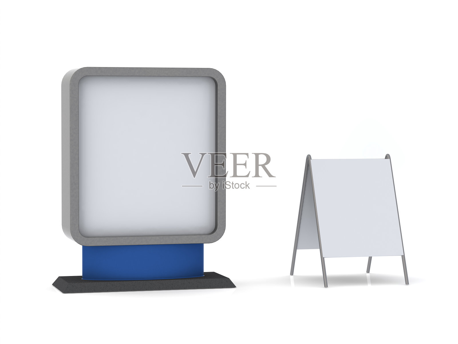 发光的广告牌孤立在纯白色的背景照片摄影图片