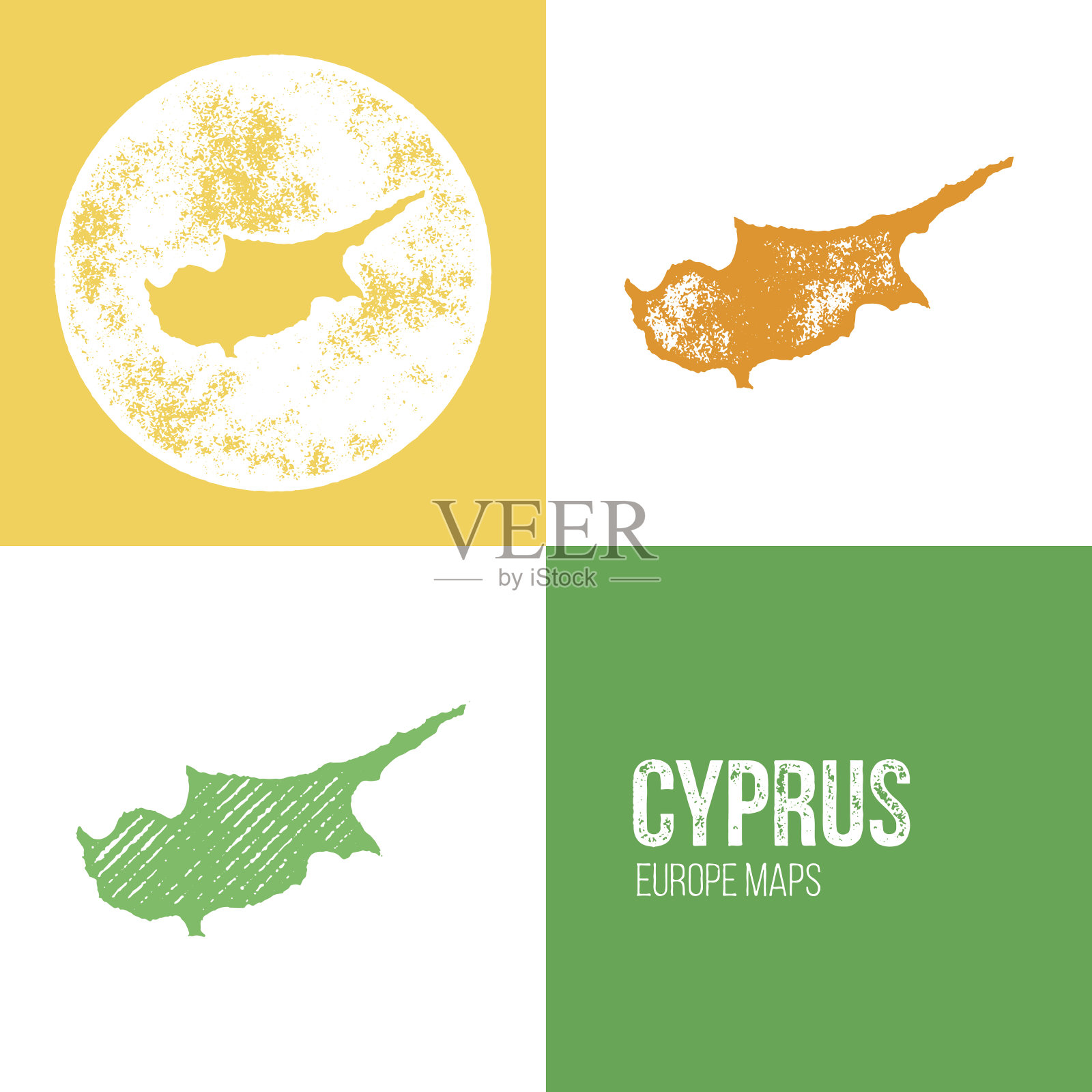 塞浦路斯垃圾复古地图插画图片素材