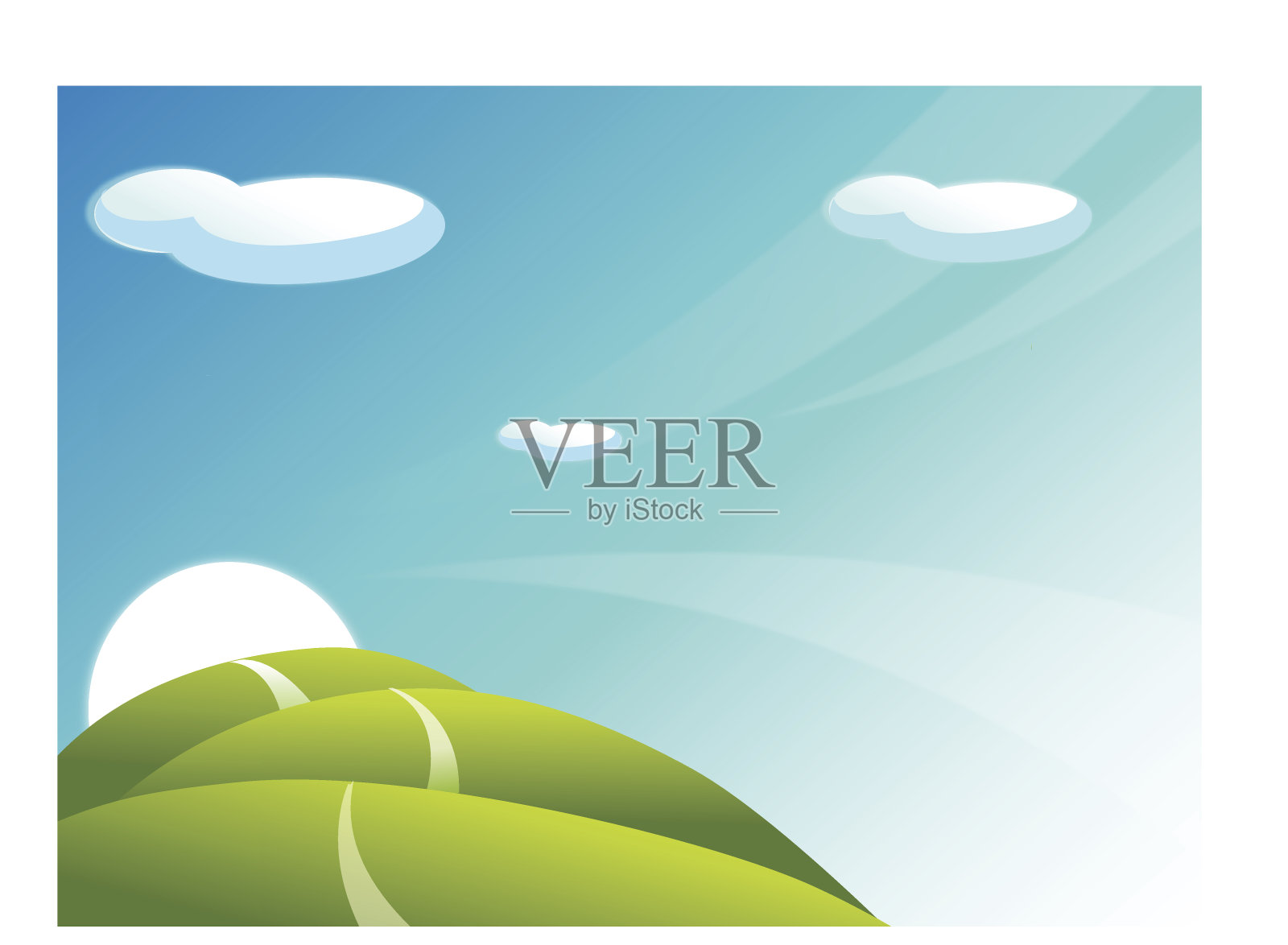 起伏的景观和路径插画图片素材