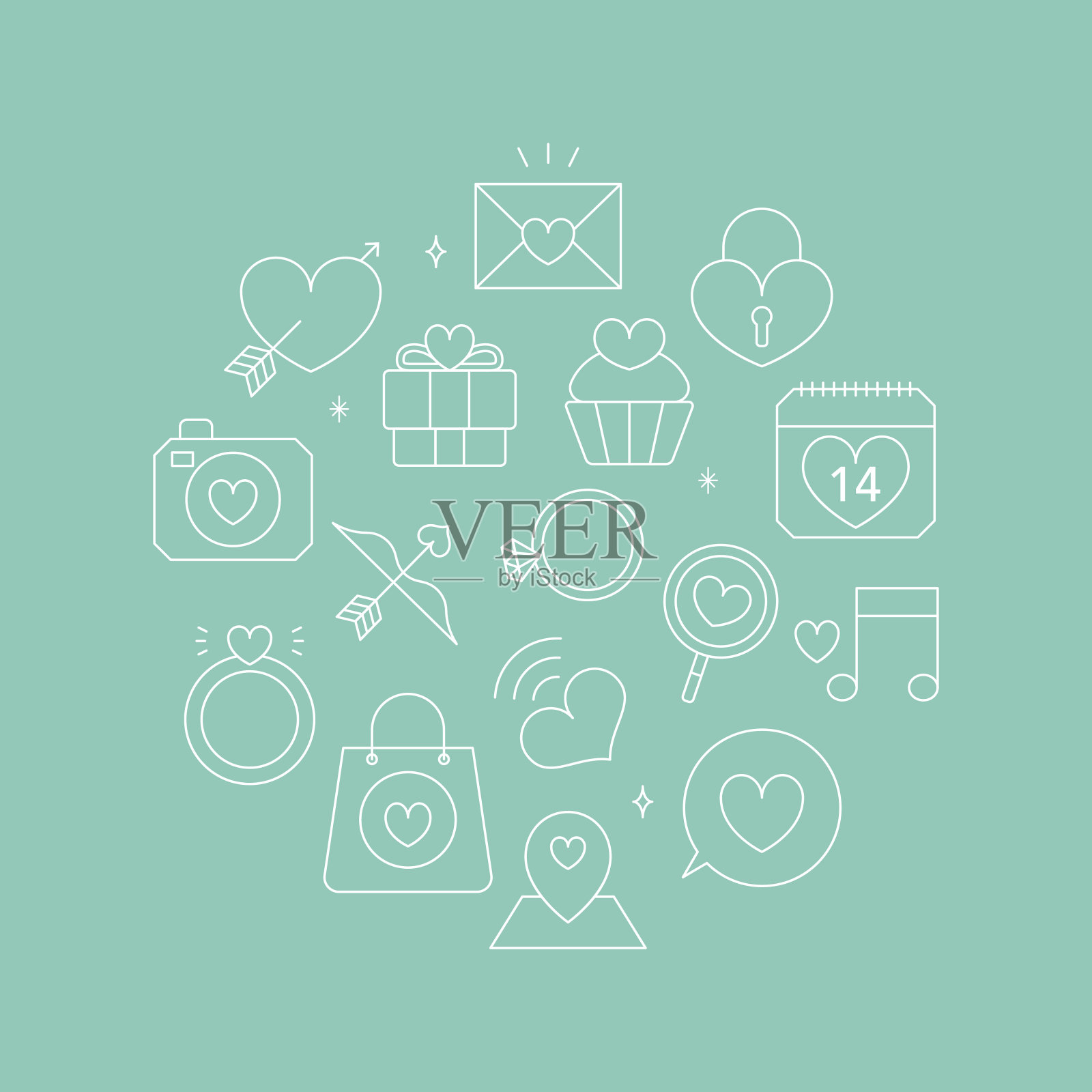 情人节线图标圈设置图标素材