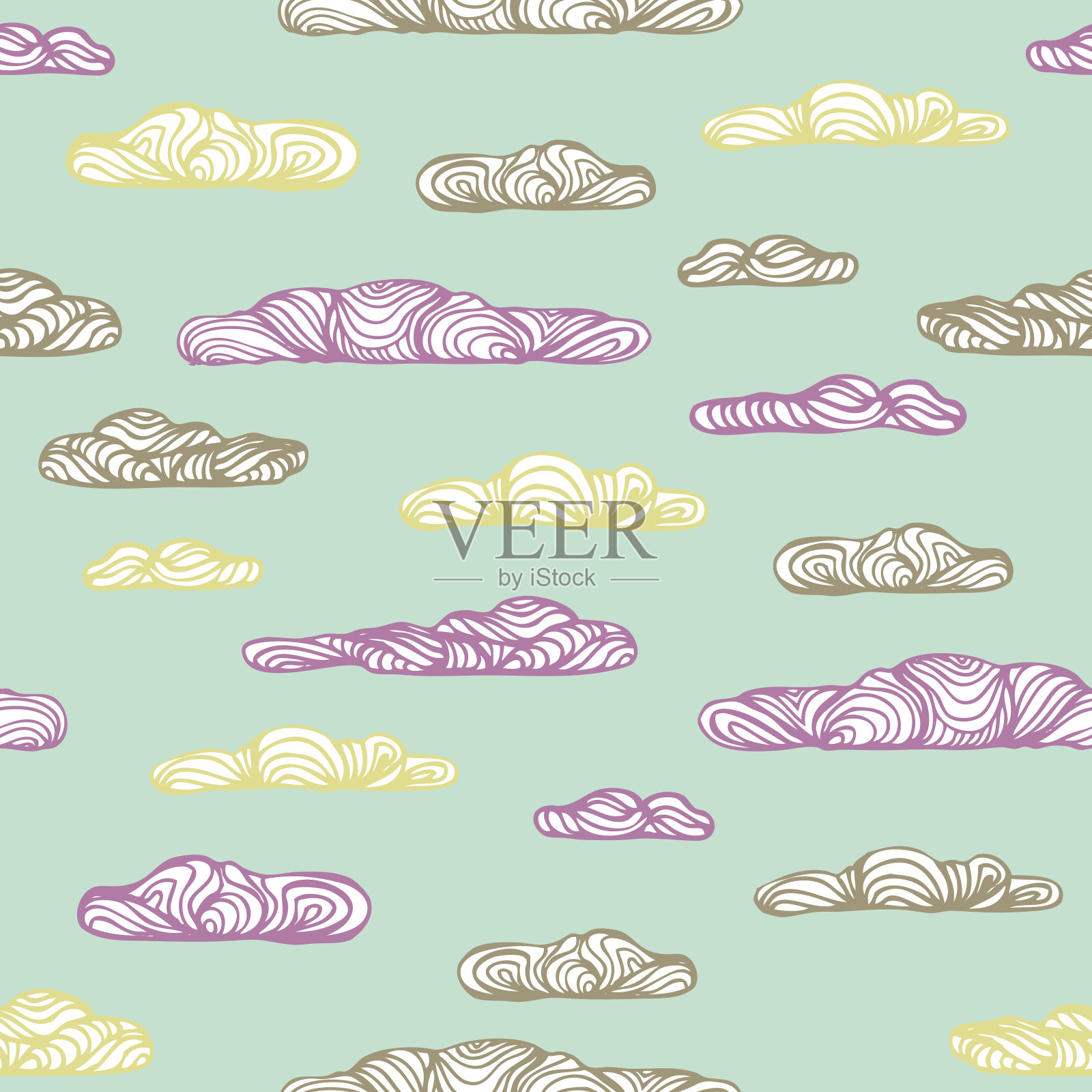 观赏性无缝云状纹理插画图片素材