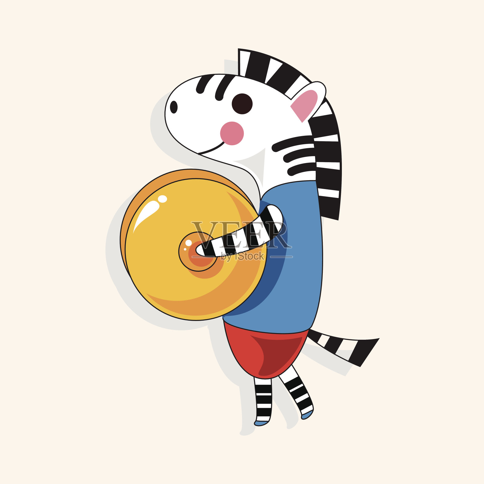 动物斑马演奏乐器卡通主题元素插画图片素材