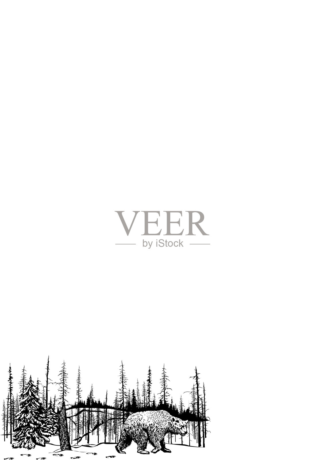 熊离开了一个窝。插画图片素材